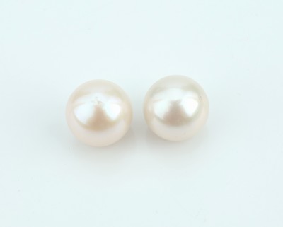 Image Lot 2 cultured fresh water pearls , white, approx. 10 mm, drilled