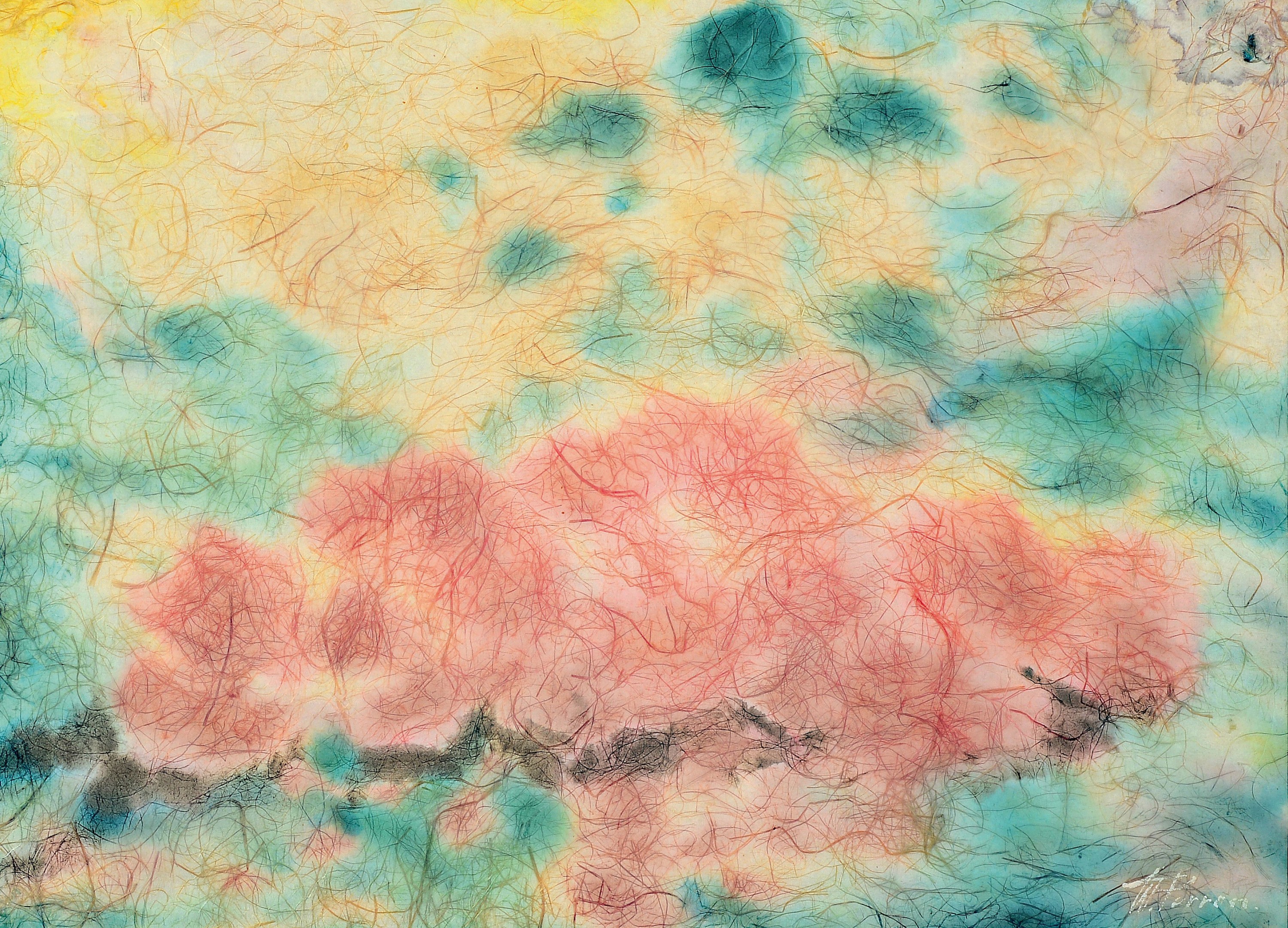 Walter Perron, 1895-1970 Frankenthal, abstrakte Komposition, Aquarell auf handgeschöpftem Büttenpapier, rechts unten signiert, ca. 45x62cm, PP, ...