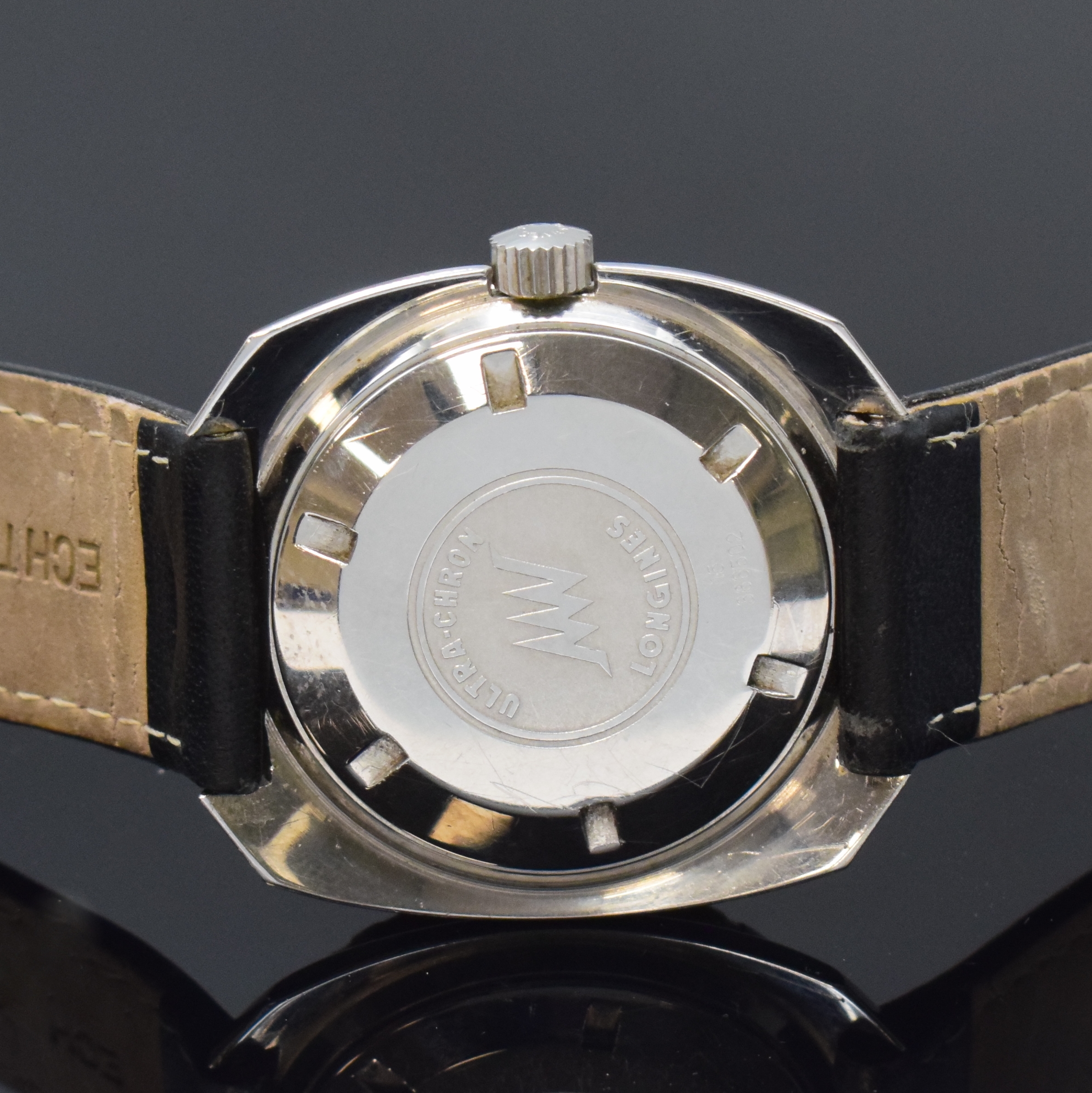 Detail c: LONGINES Ultra-Chron seltene Taucheruhr Referenz 7979-2 in Stahl, Schweiz um 1970, Automatik, verschr. Geh., eins. drehbare Lünette m. 60er-Tlg., ...