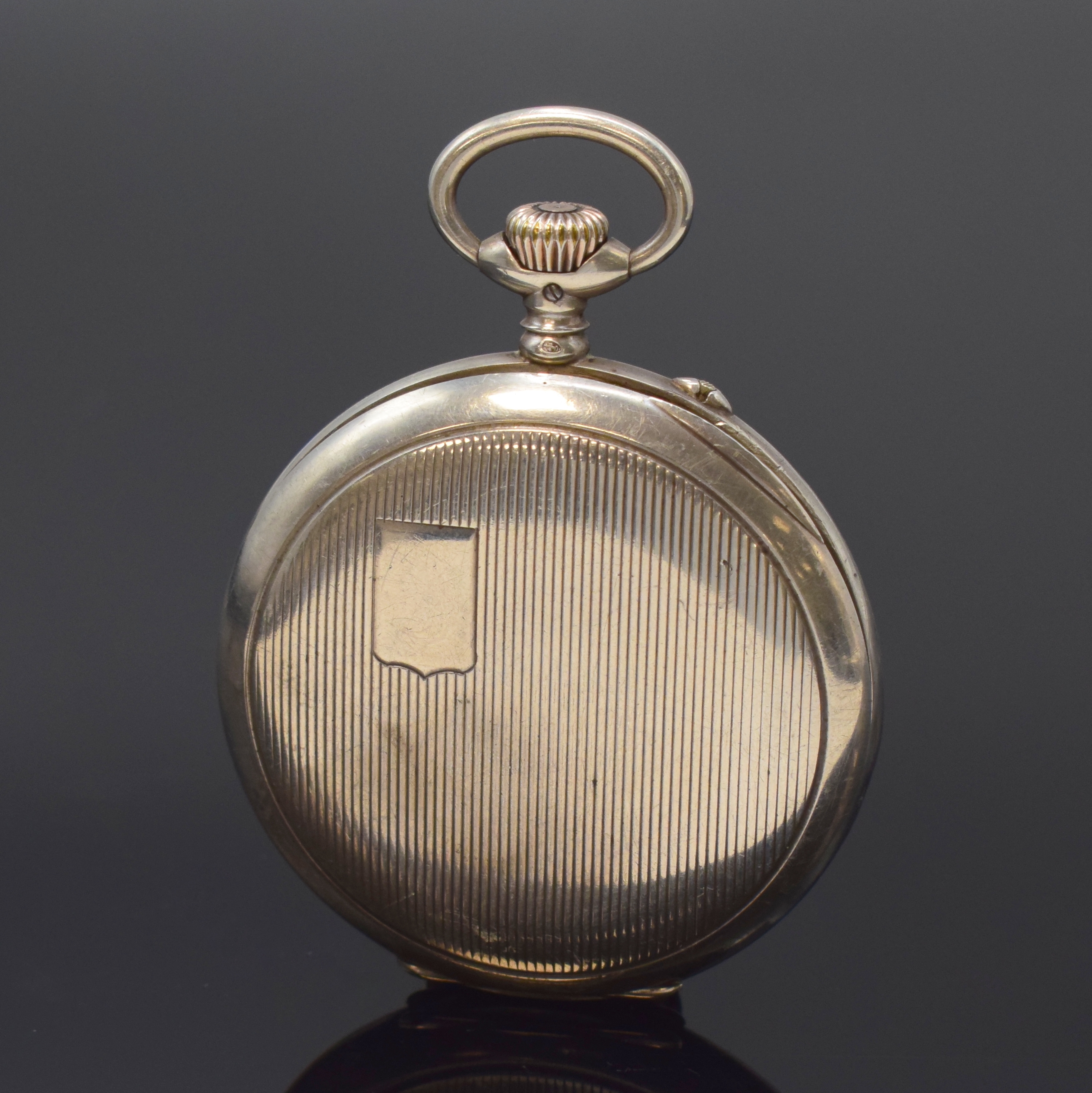 Detail a: IWC offene Silbertaschenuhr Kaliber 65, Schweiz um 1920, Streifen-guill. Geh., sign. Cuvette, sign. Emailzifferbl. m. Breguet- Zahlen, kl. Sek. b. 6, ...