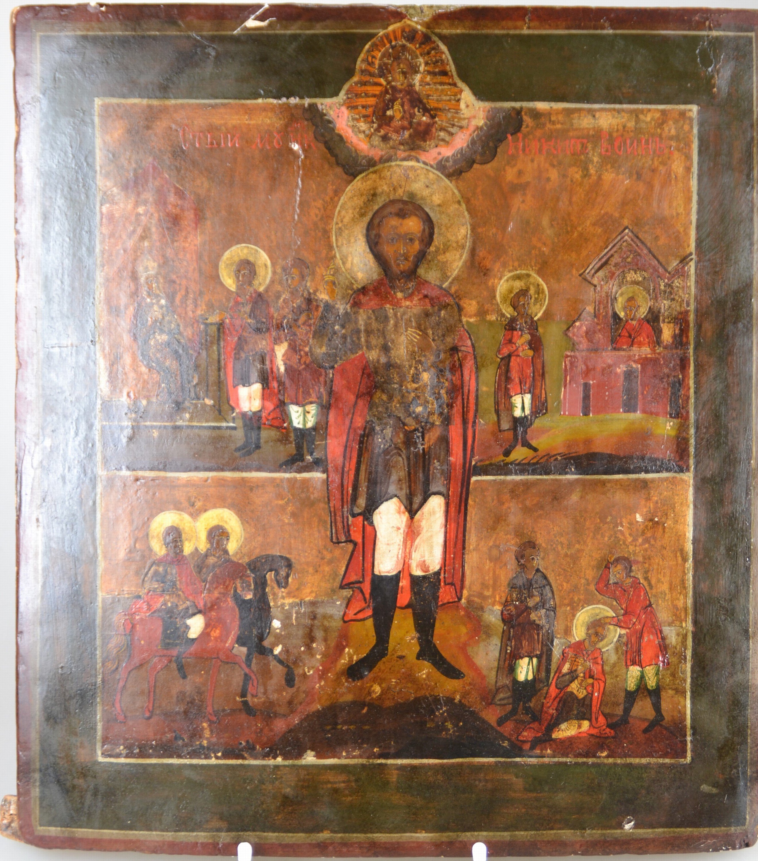 Detail e: Zwei Ikonen, Russland, 19./20. Jh., Tempera auf Holz, Verklärung auf dem Berg Tabor 35x31 cm, Heiligen-Ikone mit Szenen aus der Vita, 35x32 cm