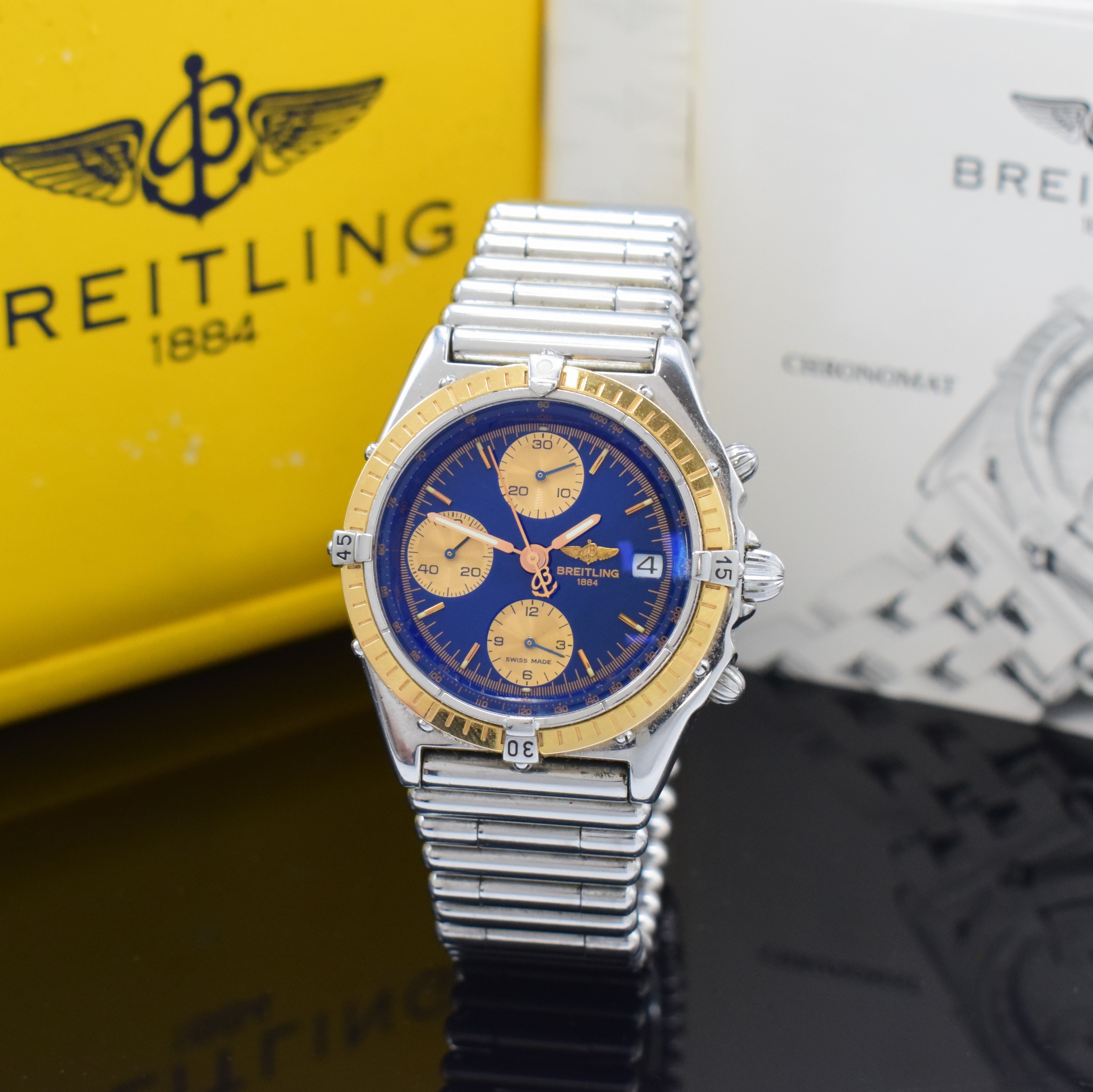 BREITLING Chronomat Herrenarmbanduhr Referenz C13048, Schweiz verk. lt. beil. Pap. 11/1994, Automatik, Geh. in Edelstahl/Gold komb. inkl. orig. ...