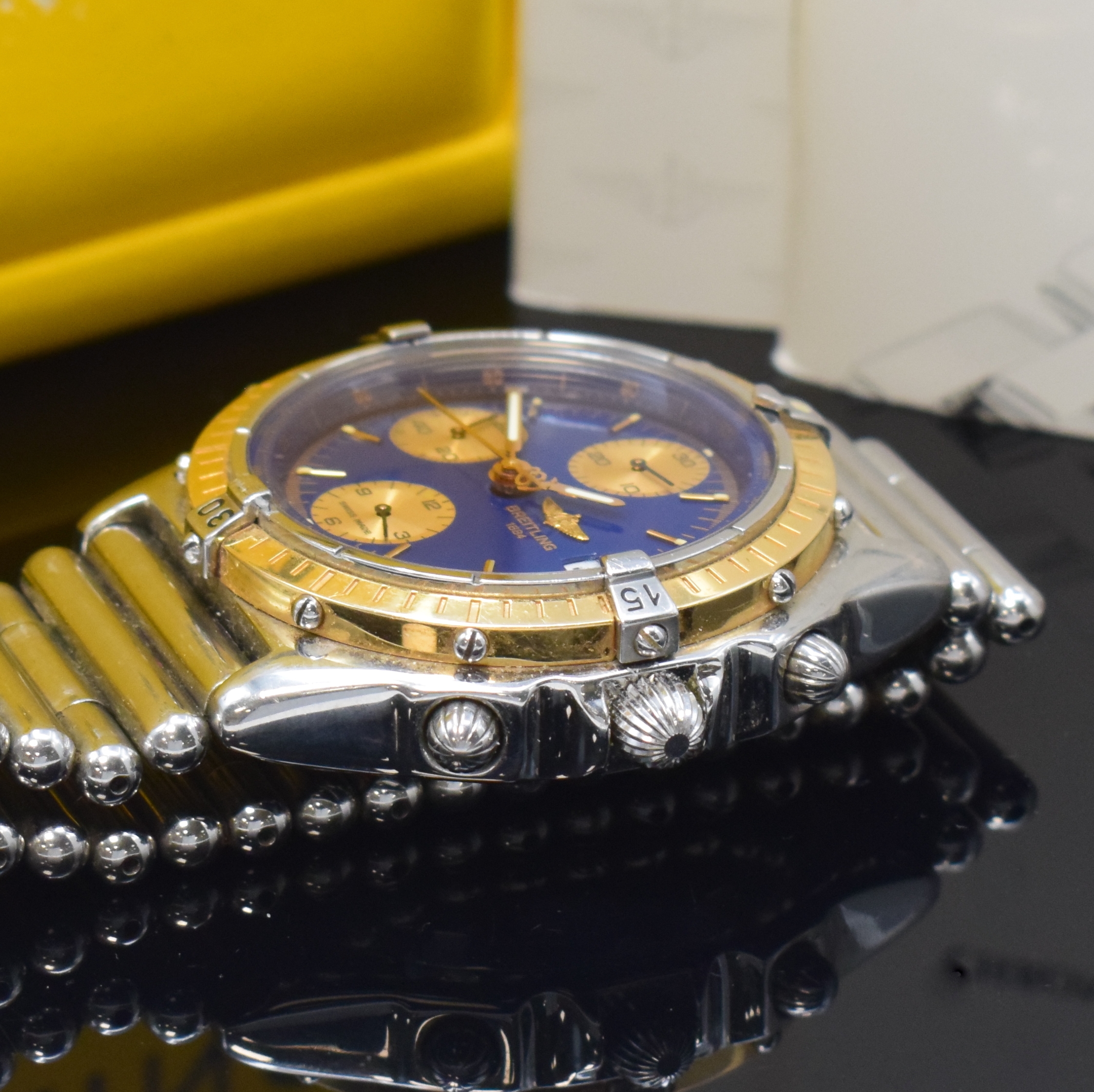 Detail c: BREITLING Chronomat Herrenarmbanduhr Referenz C13048, Schweiz verk. lt. beil. Pap. 11/1994, Automatik, Geh. in Edelstahl/Gold komb. inkl. orig. ...