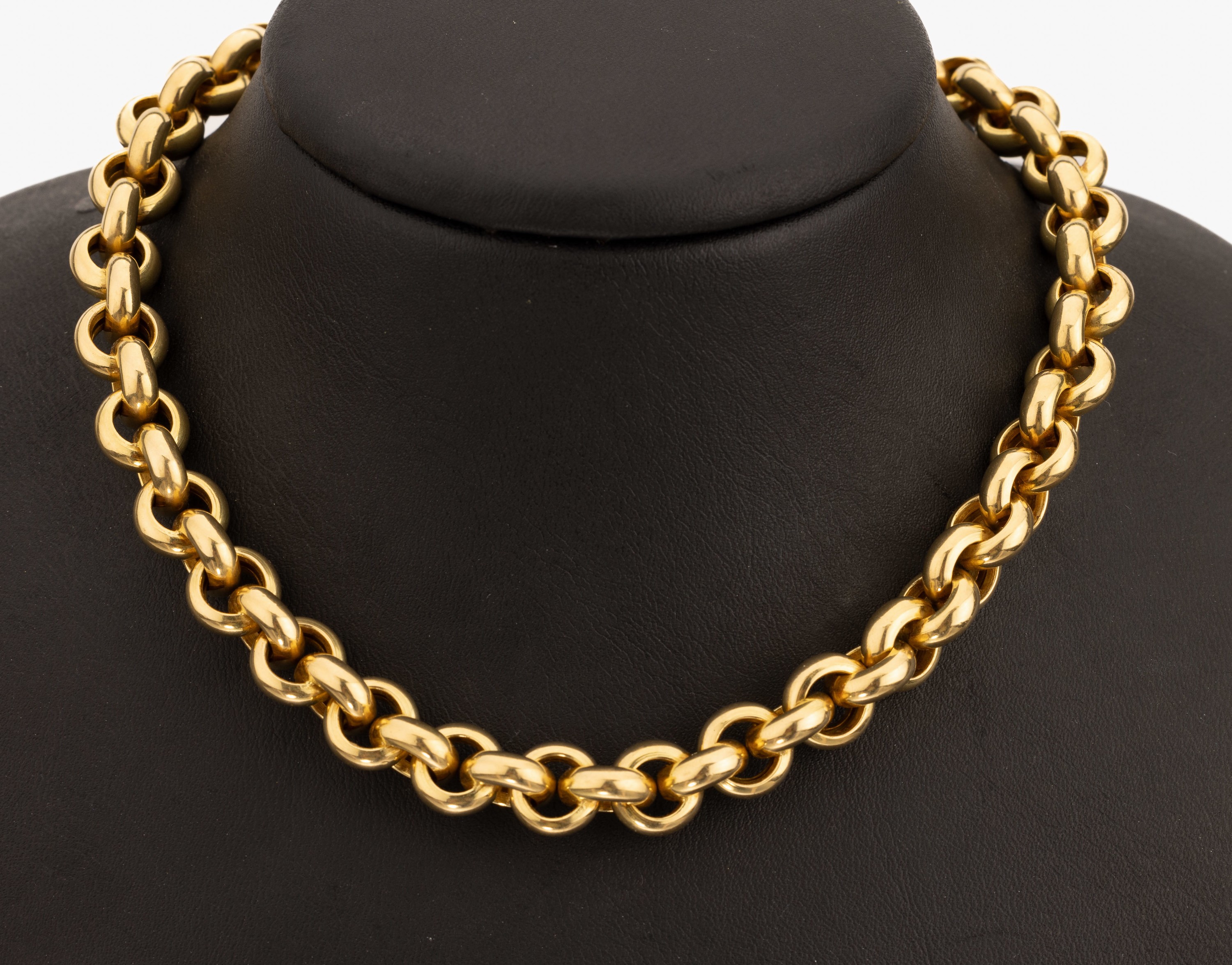 18 kt Gold Erbskette, GG 750/000, pol., L. ca. 52 cm, gr. Federringschließe, sign. Goldsan, ca. 84.6 g
