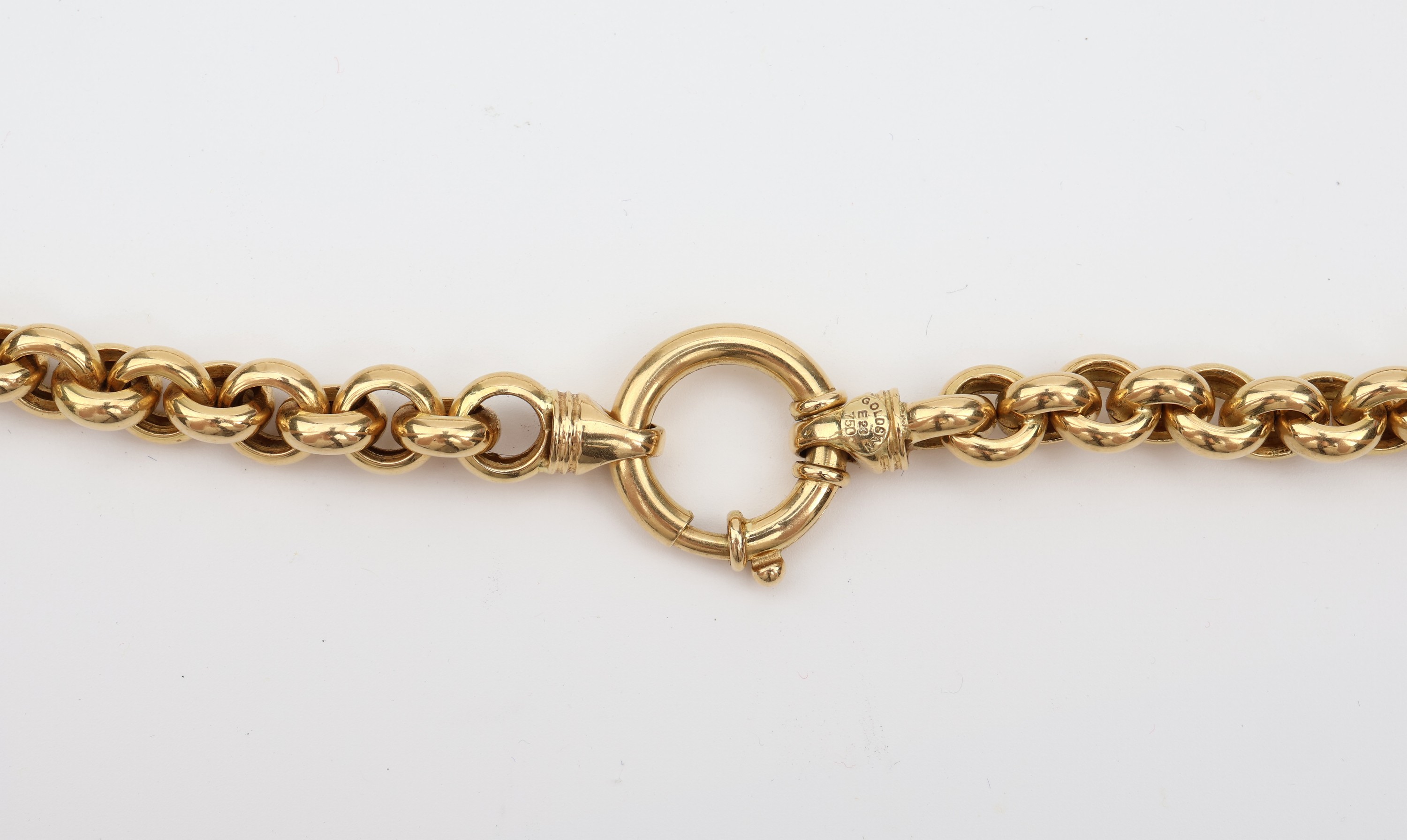 Detail a: 18 kt Gold Erbskette, GG 750/000, pol., L. ca. 52 cm, gr. Federringschließe, sign. Goldsan, ca. 84.6 g