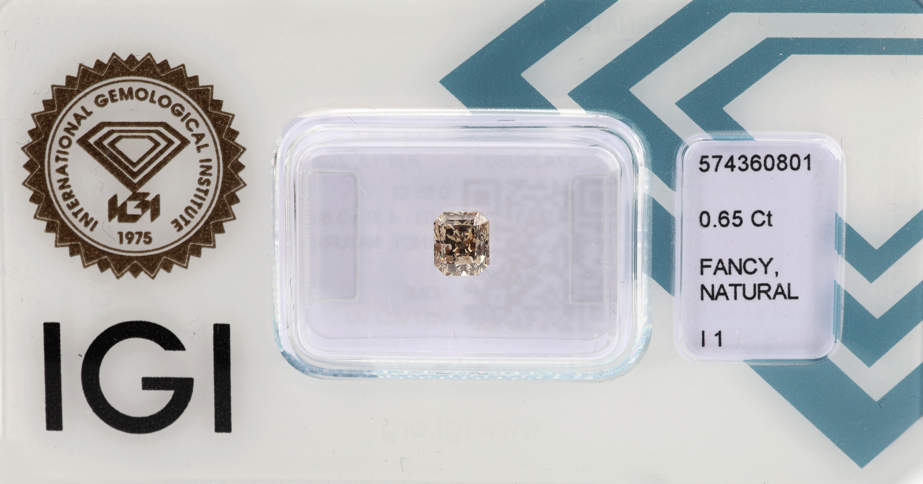 Loser Diamant ca. 0.65 ct, Natural Fancy Yellowish Brown/p1, Rectangular Cut, verschweißt, mit IGI Expertise, 04/2023