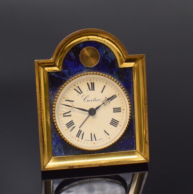 Image CARTIER table alarm clock, Switzerland around 1970, manual winding, gold-plated case, ...