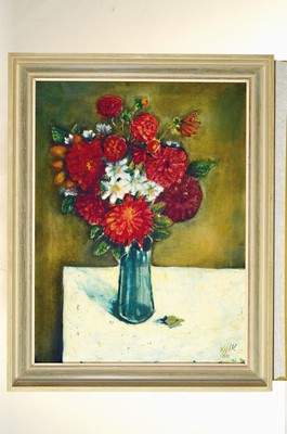 26791523k - Klaus Heinrich Keller, 1938 Godramstein-2018, flower still life, early work, signed and dated 1960, oil/canvas, frame, 81x64 cm