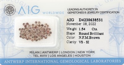 Image Lot loose brilliants total 1.54 ct , Brown/ vs-si, sealed, with AIG expertise, 11/2022 ...