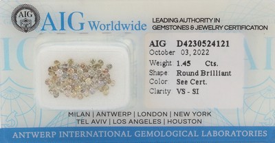 Image Lot lose Brillanten zus. ca. 1.45 ct, Light- Natural Fancy Mix Grey-Yellow/vs-si, ...