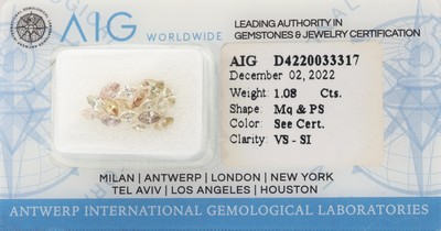 Image Lot loose diamonds total 1.08 ct , Marquise and Pear, Light-Natural Fancy Mix Yellow - ...