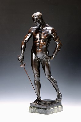 Image Hugo Lederer, 1871 Znaim/South Moravia-1940 Berlin, The Fencer, bronze sculpture, signed, ...