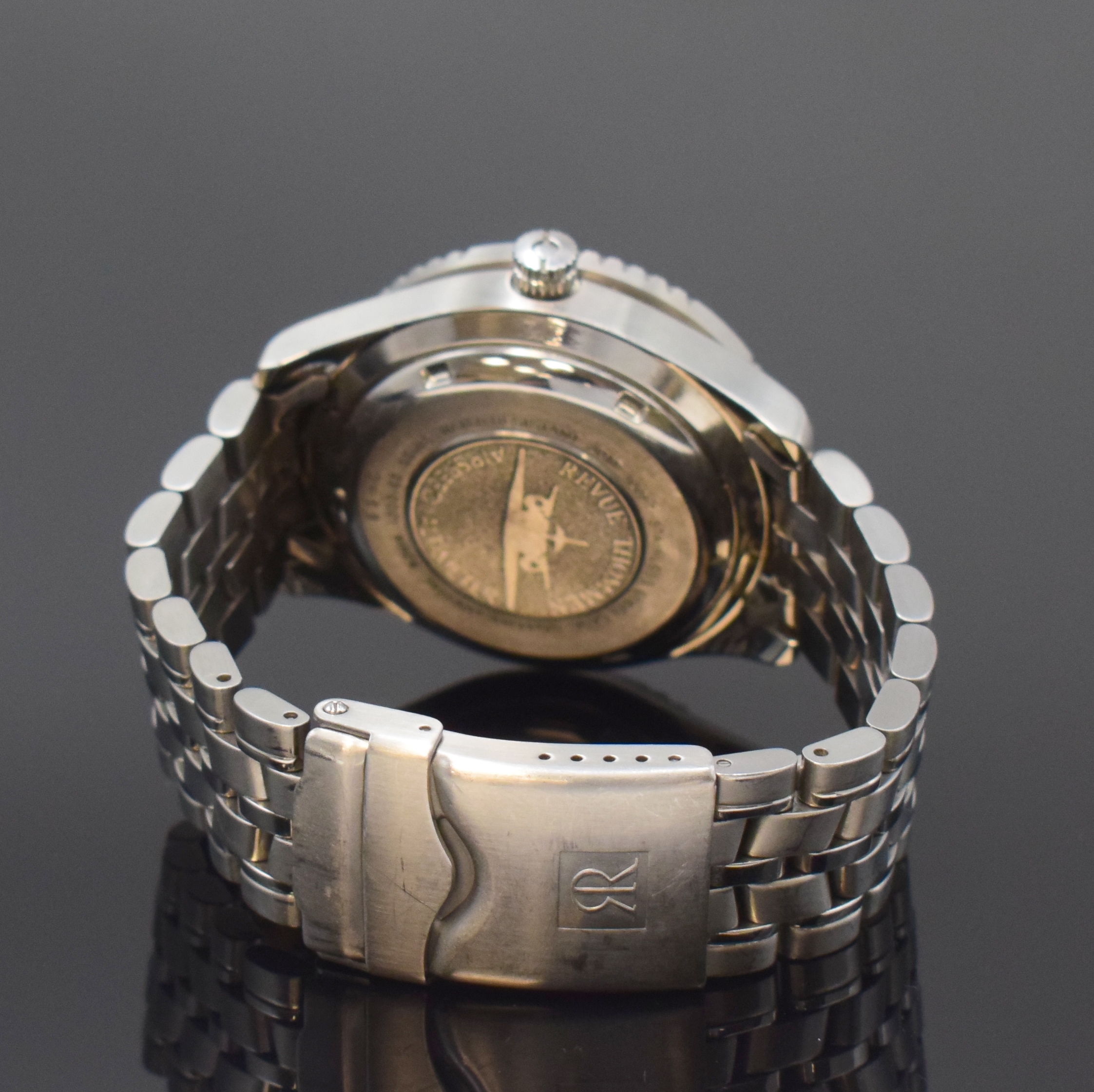 Detail b: REVUE THOMMEN Airspeed Altimeter seltene Herrenarmbanduhr mit Höhenmesser in Stahl Referenz 5310001, Schweiz um 1990, Handaufzug, verschr. Geh. ...