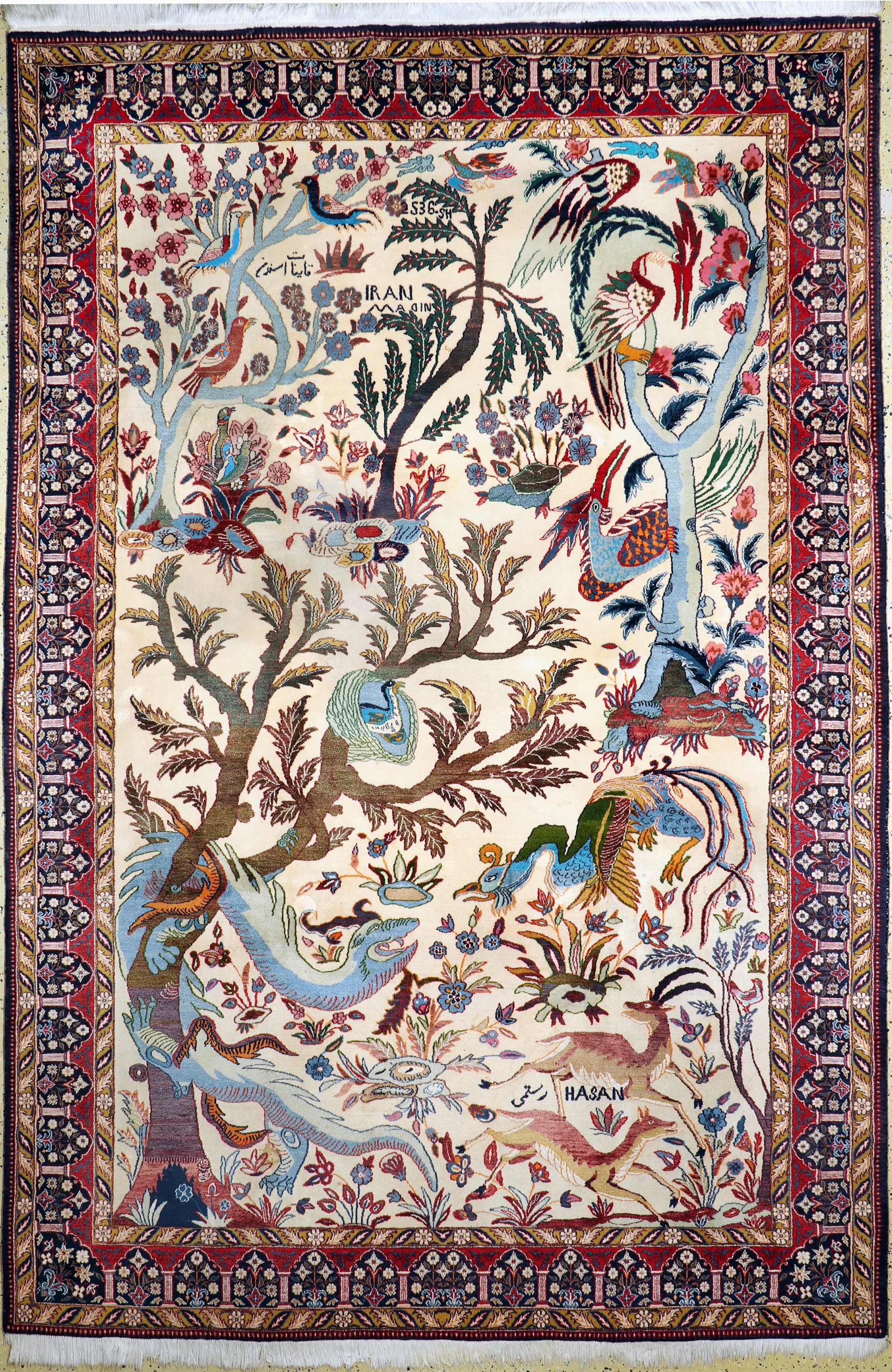 Birdjand Kork fein, Persien, Ende 20.Jhd, Korkwolle auf Baumwolle, ca. 333 x 220 cm, Reinigungsbedürftig, EHZ: 1-2