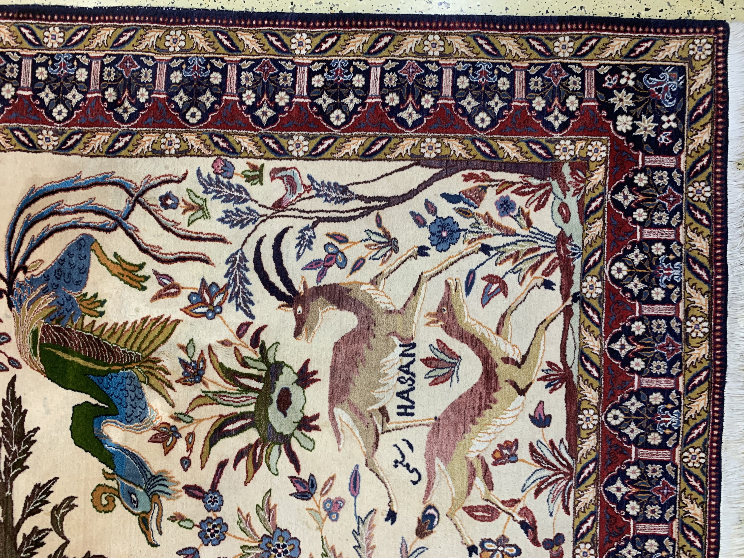 Detail a: Birdjand Kork fein, Persien, Ende 20.Jhd, Korkwolle auf Baumwolle, ca. 333 x 220 cm, Reinigungsbedürftig, EHZ: 1-2