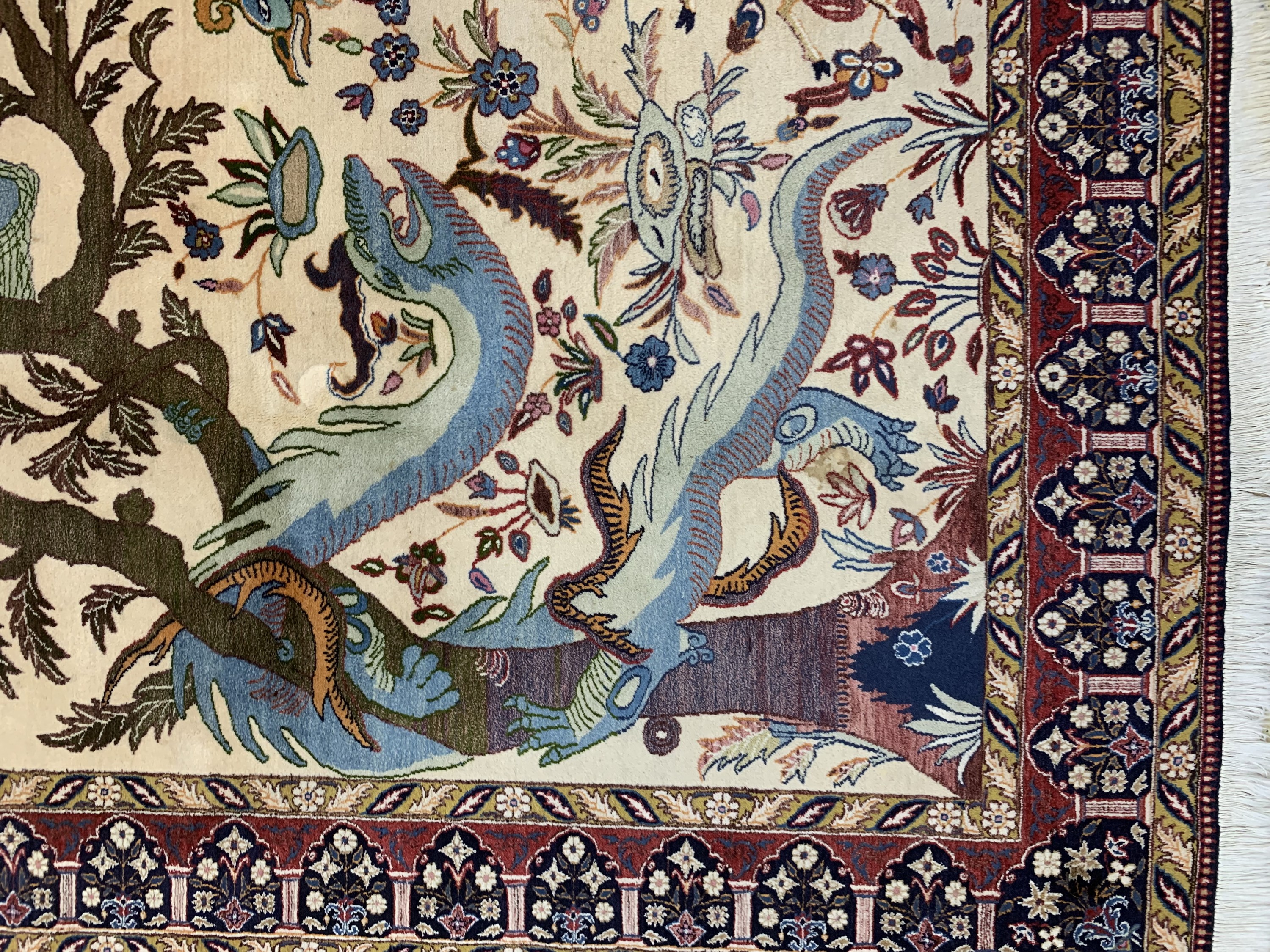 Detail b: Birdjand Kork fein, Persien, Ende 20.Jhd, Korkwolle auf Baumwolle, ca. 333 x 220 cm, Reinigungsbedürftig, EHZ: 1-2