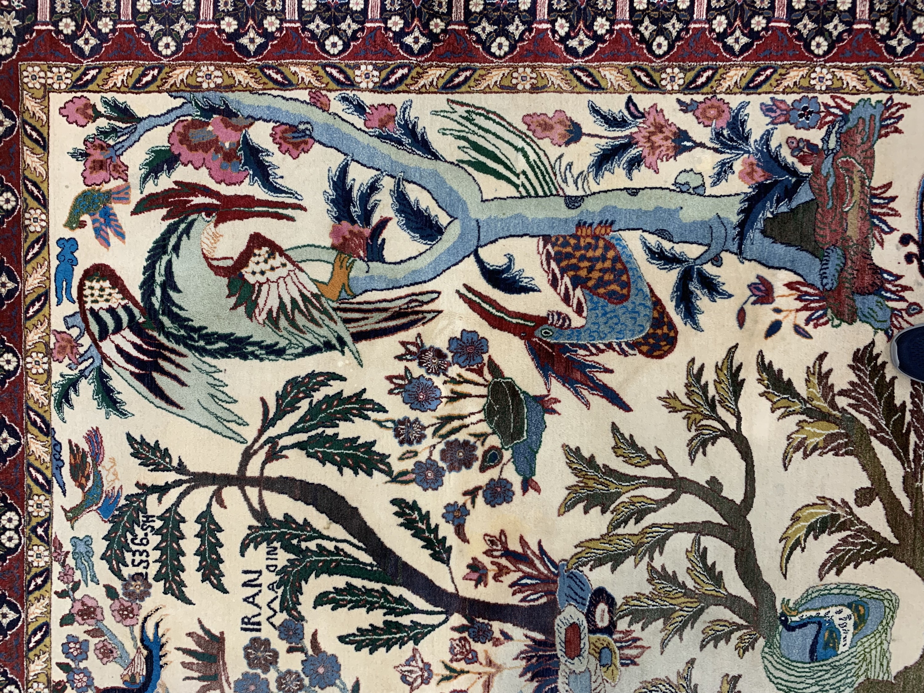 Detail c: Birdjand Kork fein, Persien, Ende 20.Jhd, Korkwolle auf Baumwolle, ca. 333 x 220 cm, Reinigungsbedürftig, EHZ: 1-2