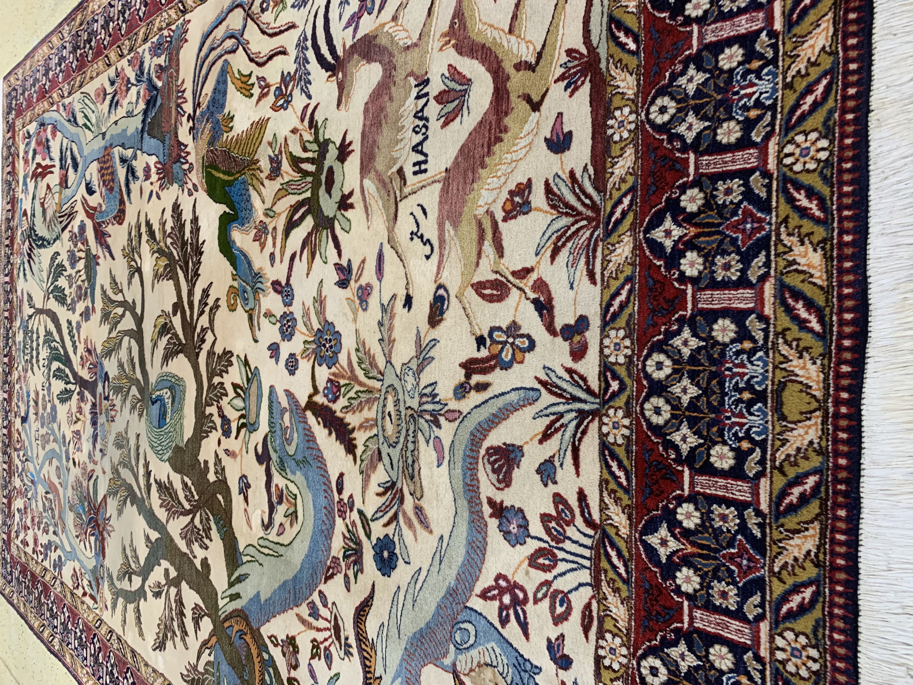 Detail e: Birdjand Kork fein, Persien, Ende 20.Jhd, Korkwolle auf Baumwolle, ca. 333 x 220 cm, Reinigungsbedürftig, EHZ: 1-2