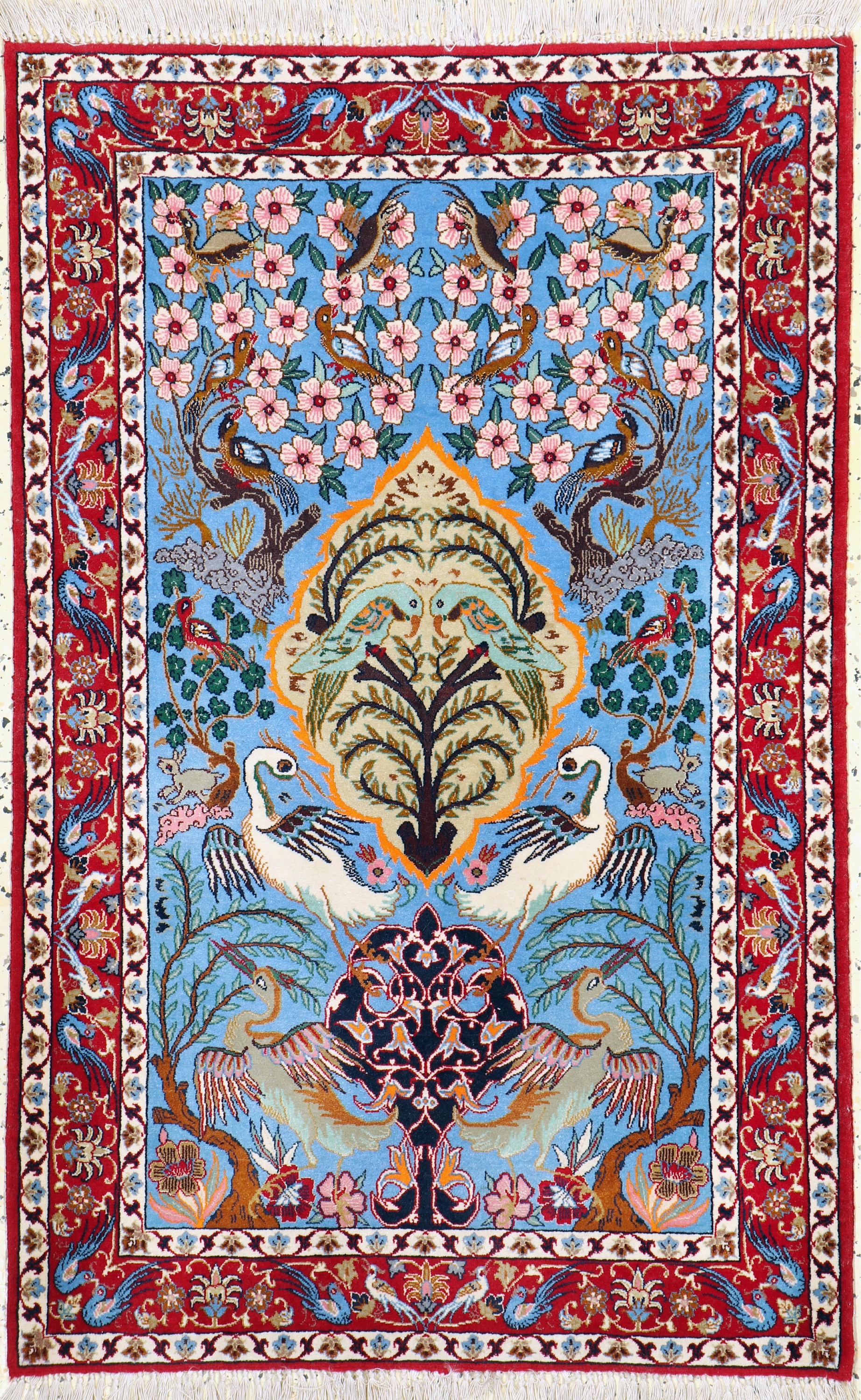Esfahan fein, Persien, Ende 20.Jhd, Korkwolle mit und auf Seide, ca. 114 x 72 cm, EHZ: 1-2