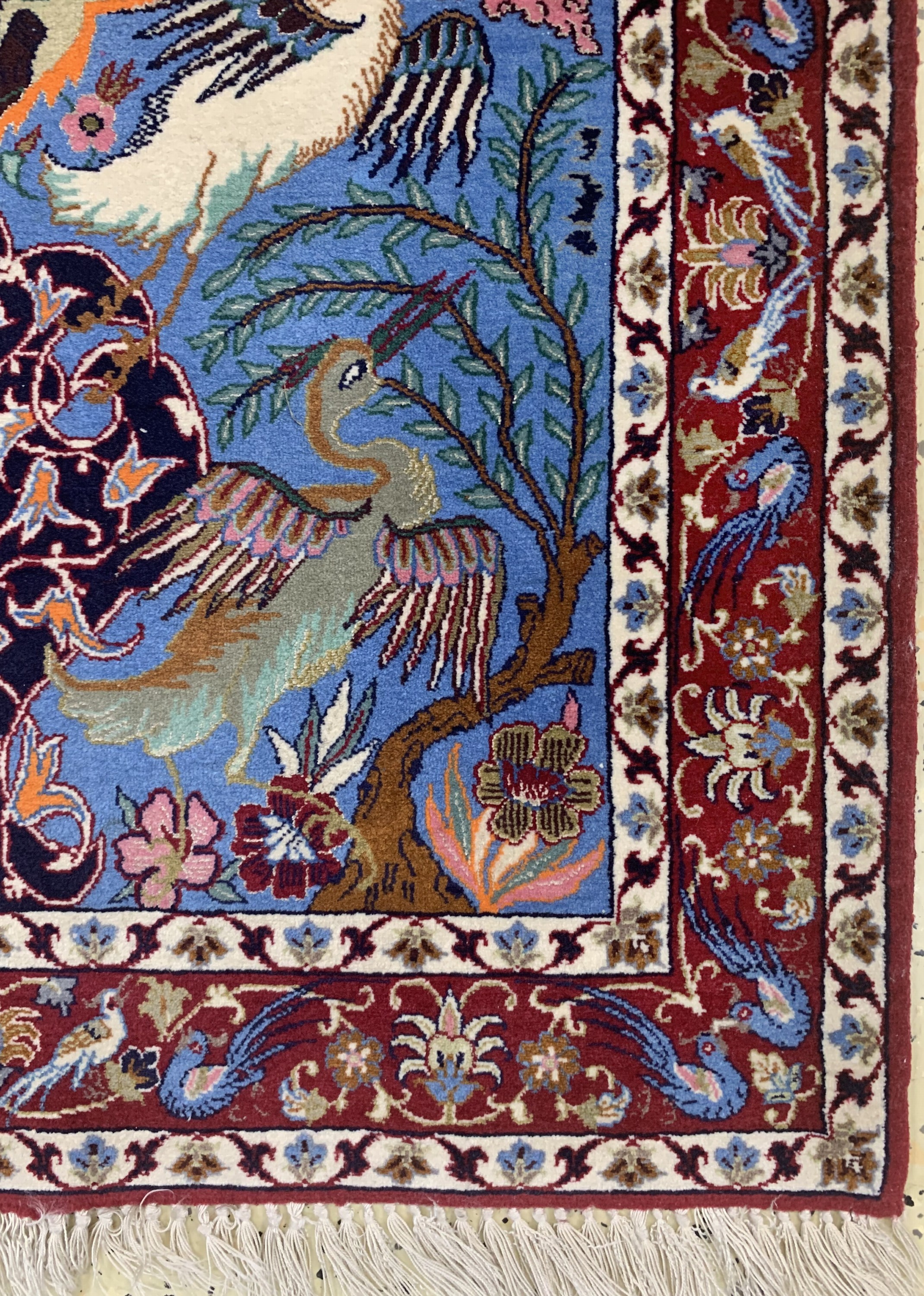 Detail a: Esfahan fein, Persien, Ende 20.Jhd, Korkwolle mit und auf Seide, ca. 114 x 72 cm, EHZ: 1-2