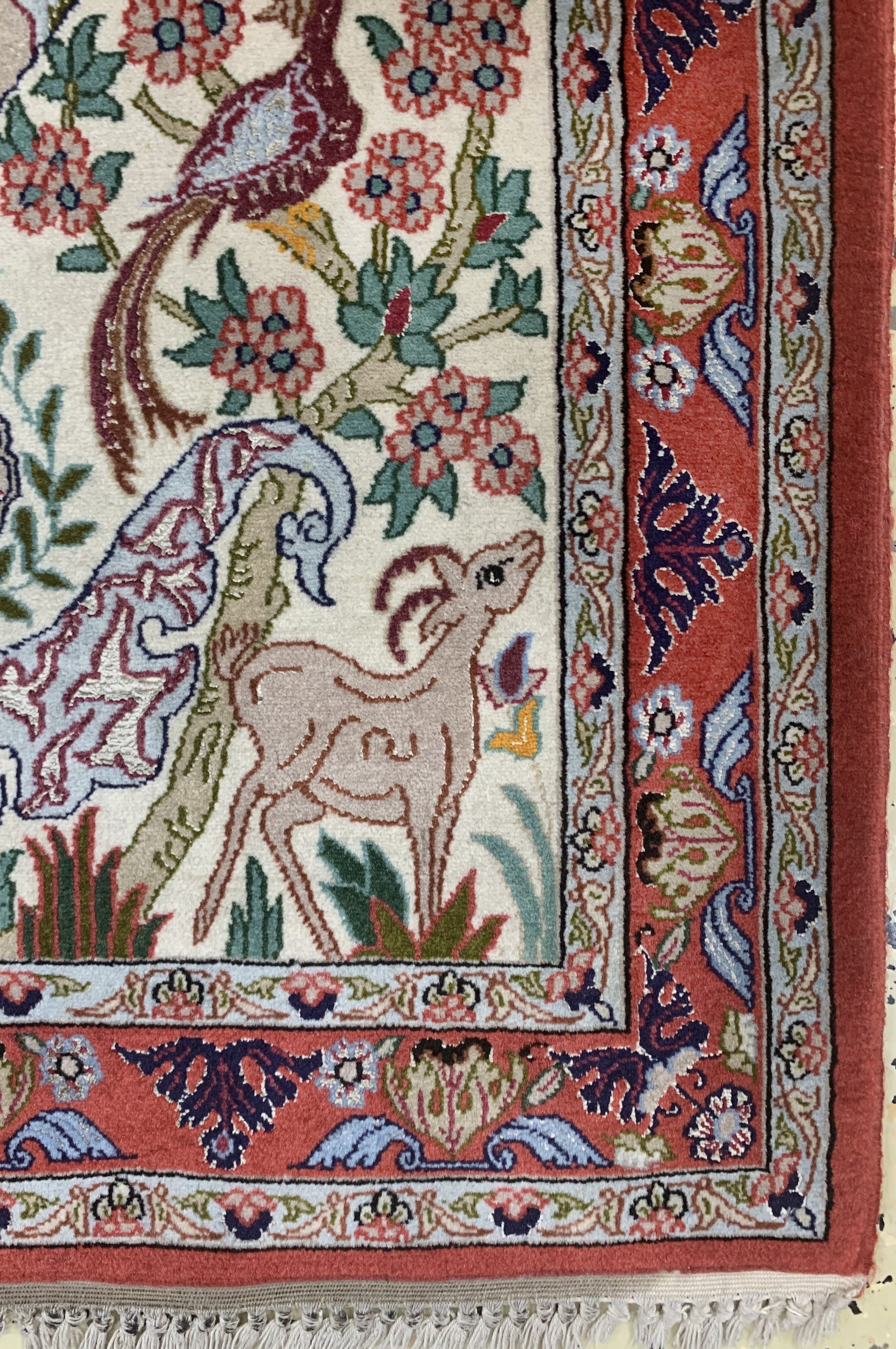 Detail a: Esfahan fein, Persien, Ende 20.Jhd, Korkwolle mit und auf Seide, ca. 107 x 70 cm, EHZ: 1-2
