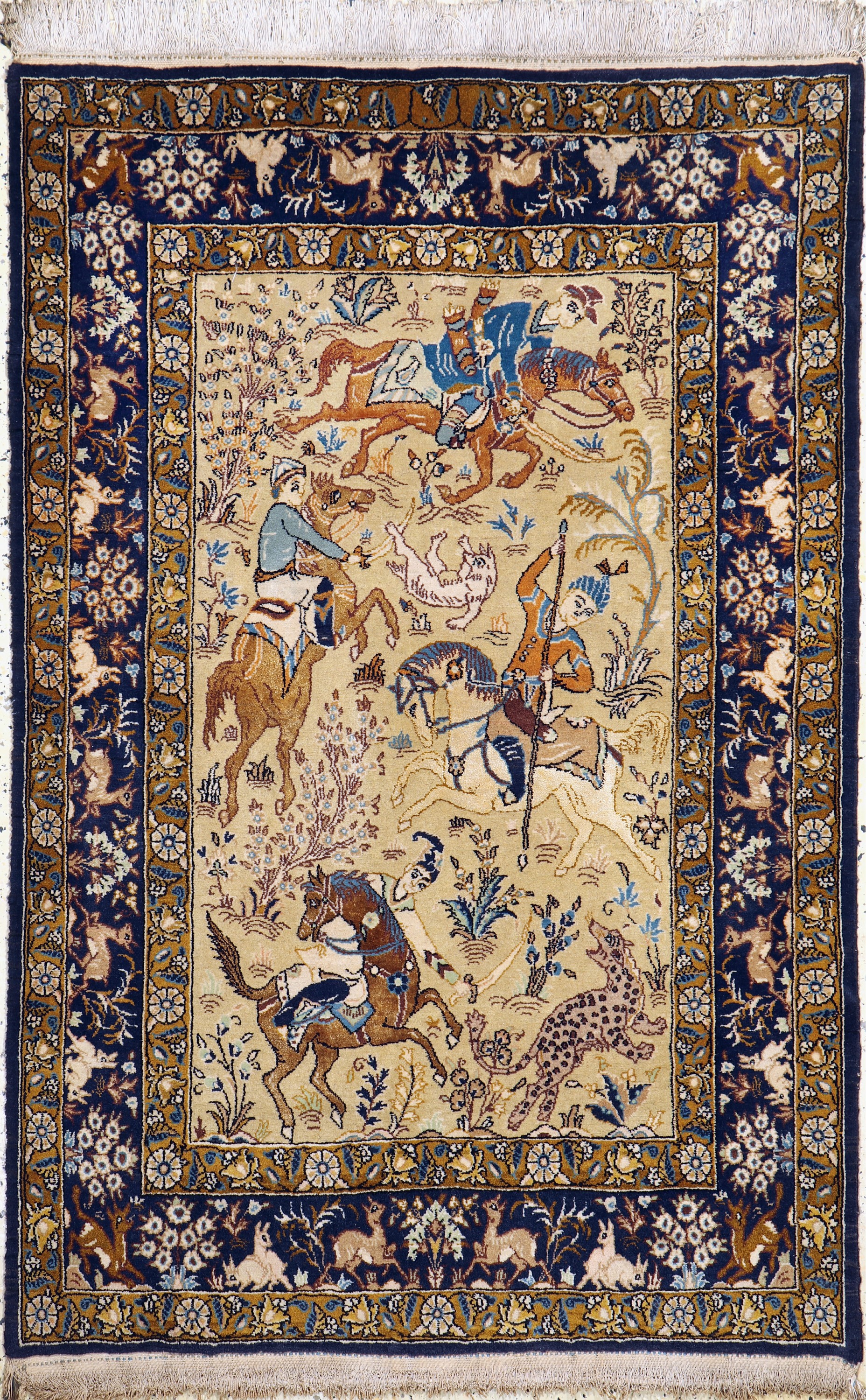 Ghom alt, Persien, Mitte 20.Jhd, Wolle mit Seide, ca. 157 x 107 cm, EHZ: 1-2