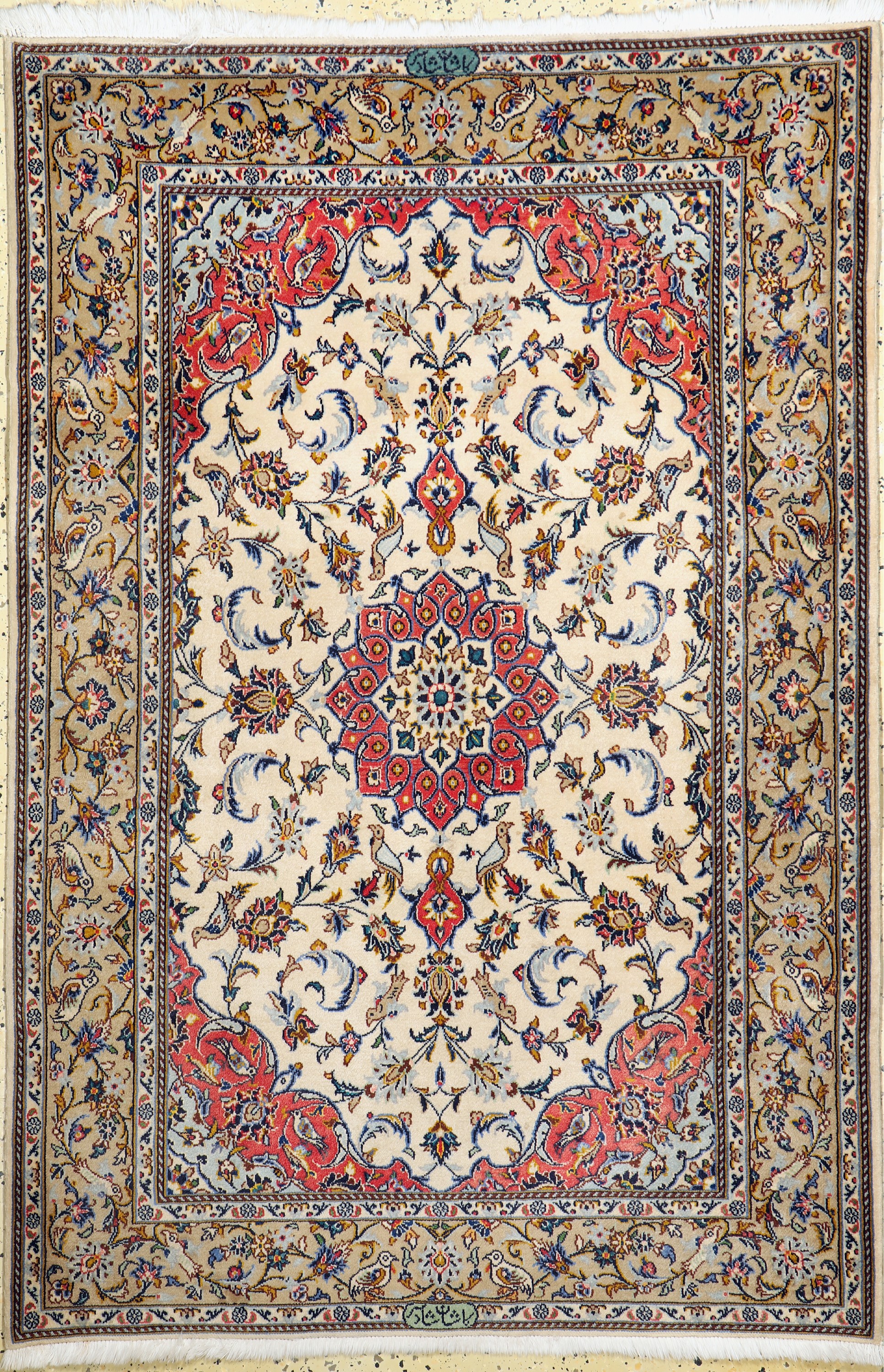 Keschan"Shadsar"Kork fein, Persien, signiert, Ende 20.Jhd, Korkwolle mit Seide, ca. 175 x 120 cm, EHZ: 1-2