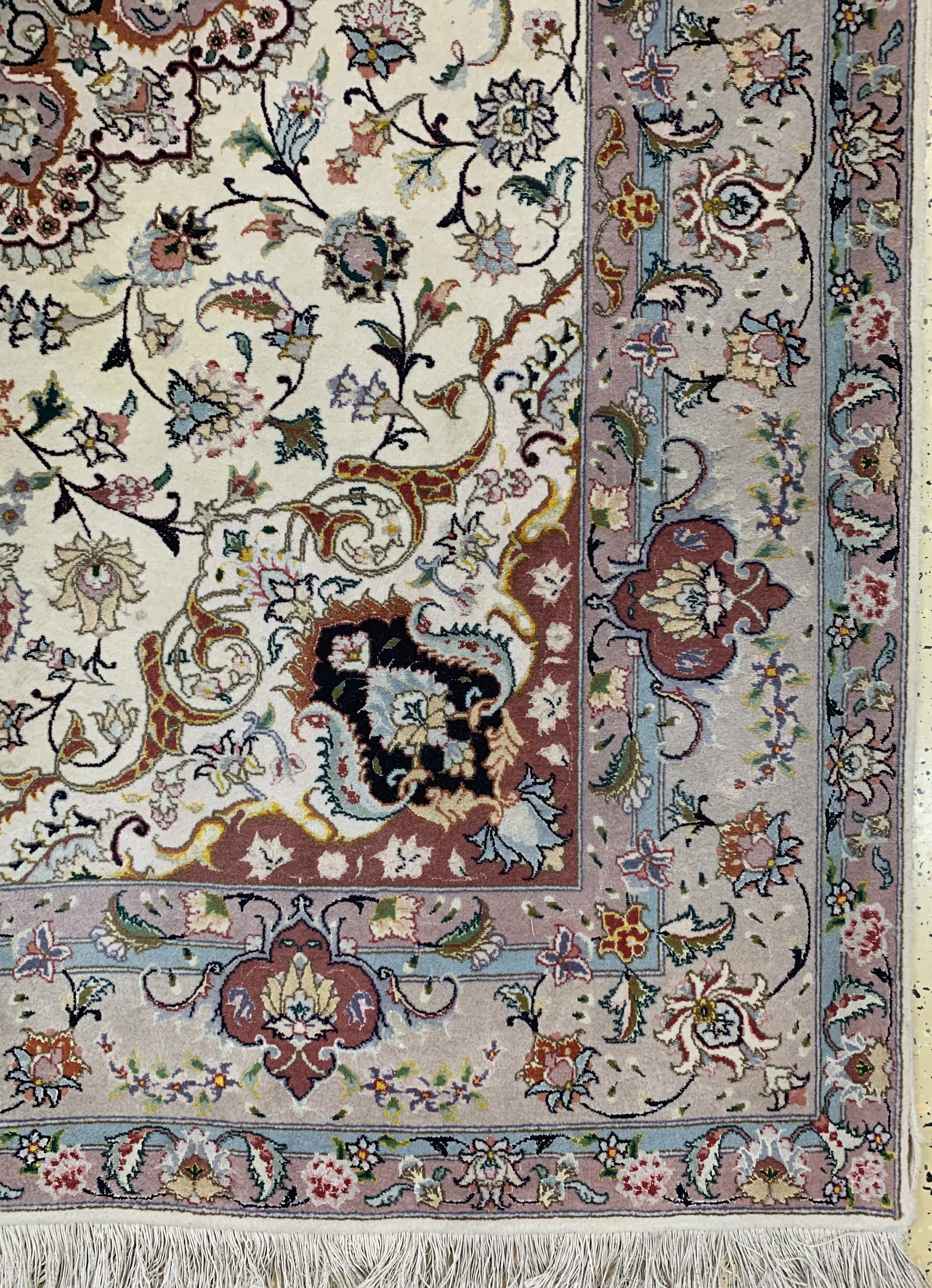 Detail a: Täbriz fein(50 Raj), Persien, Ende 20.Jhd, Korkwolle mit und auf Seide, ca. 208 x 150 cm,ca. 500.000 Kn/qm, EHZ: 2