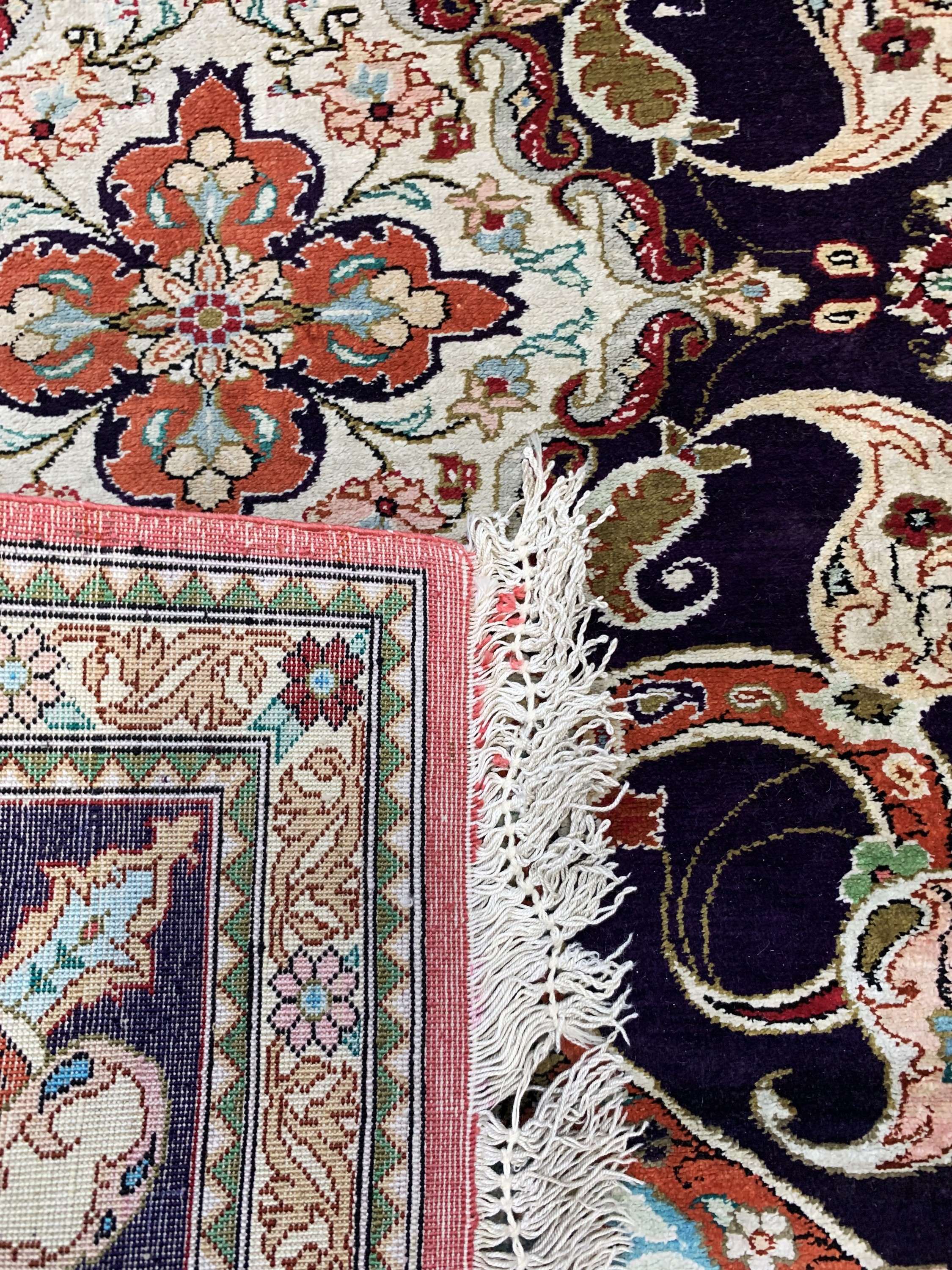 Detail e: 2 Lots Ghom Seide, Persien, Mitte 20.Jhd, reine Naturseide, ca. 130 x 80 cm & ca. 77 x 57 cm, EHZ: 2