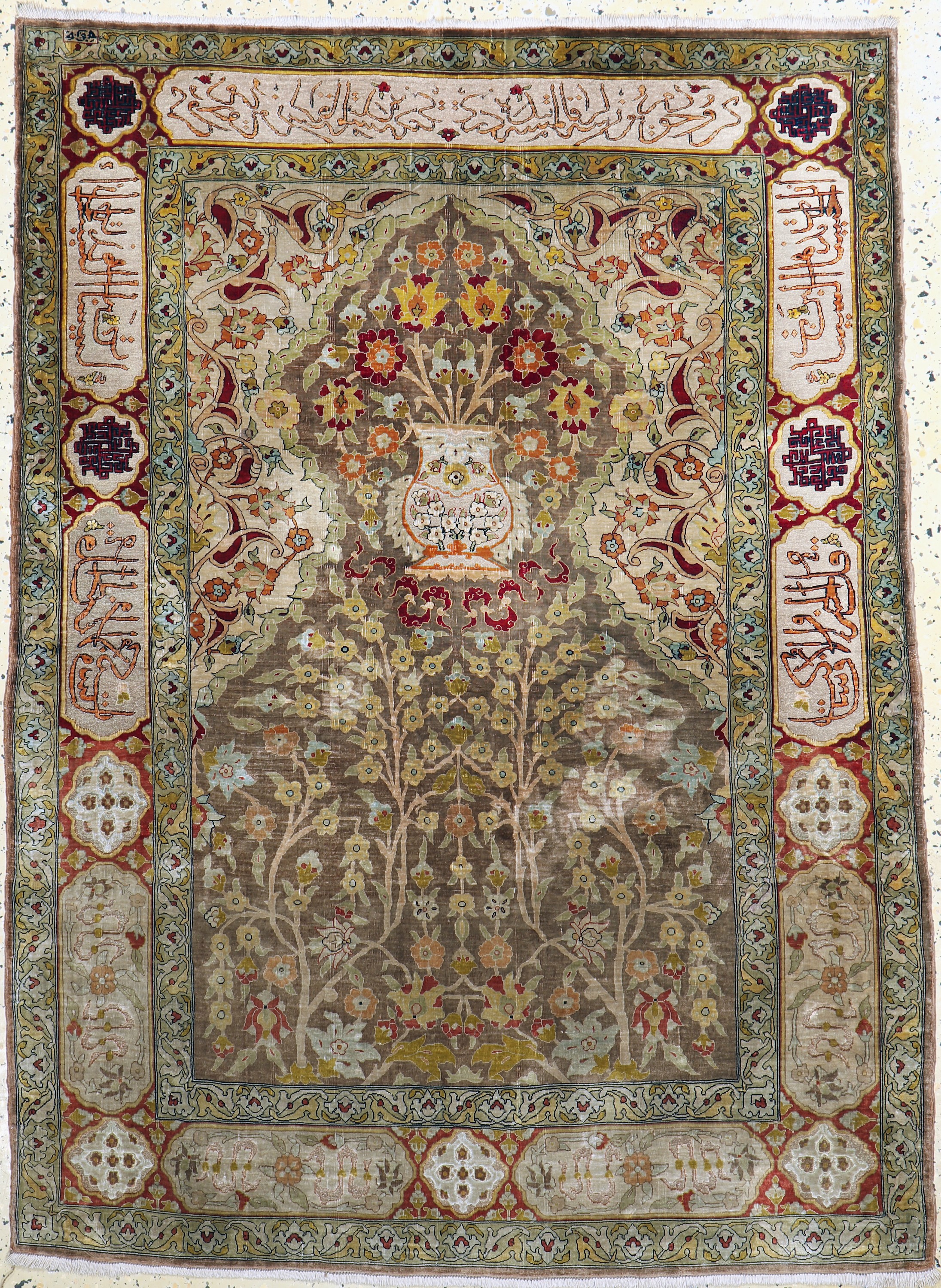 Hereke Seide fein, Türkei, signiert, Mitte 20.Jhd, reine Naturseide, ca. 140 x 105 cm, ca. 1,0 Mio. Kn/qm, EHZ: 3