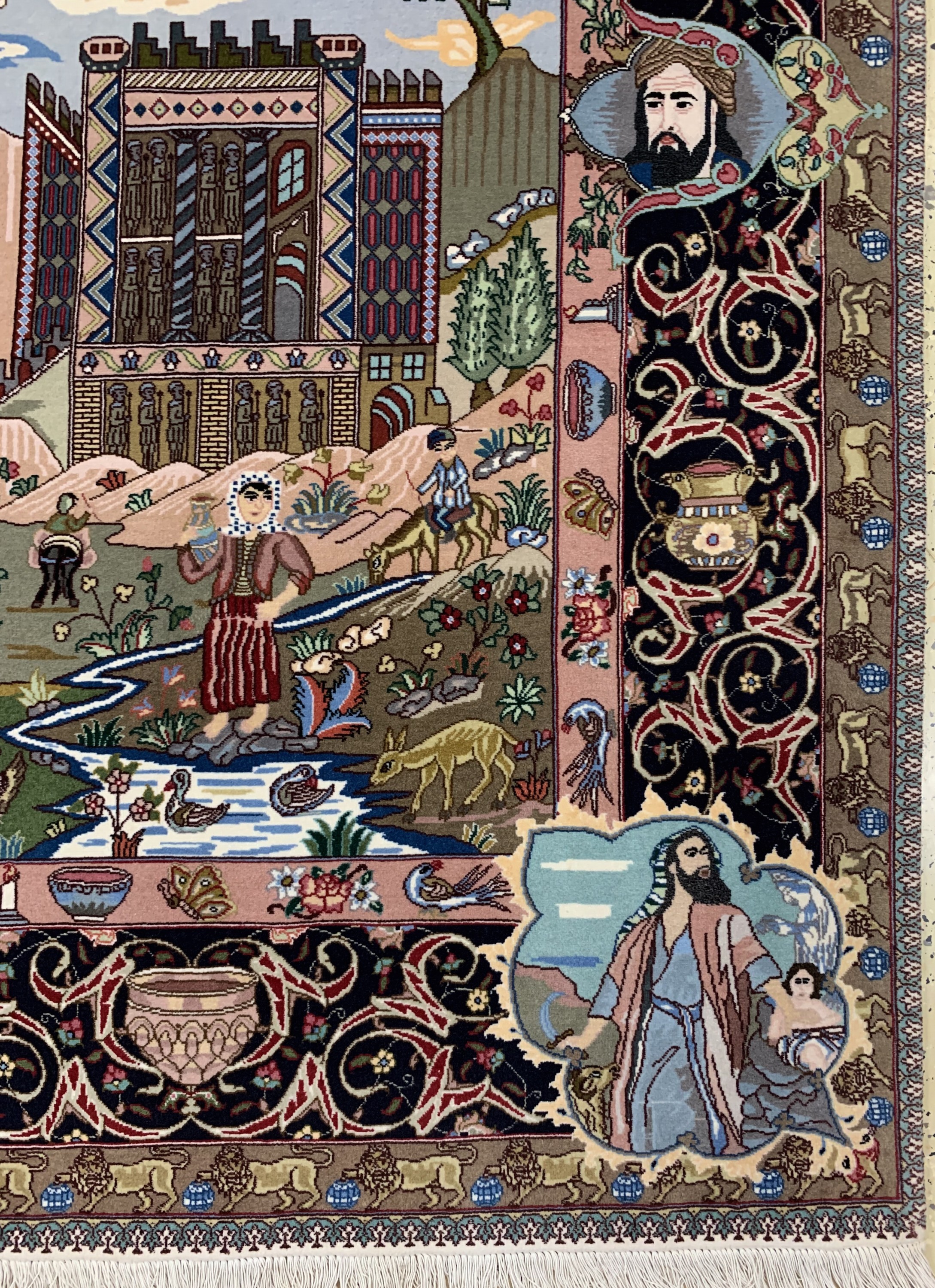 Detail a: Täbriz fein(50 Raj), Persien, Ende 20.Jhd, Korkwolle mit Seide, ca. 270 x 180 cm, ca. 500.000 Kn/qm, EHZ: 1-2