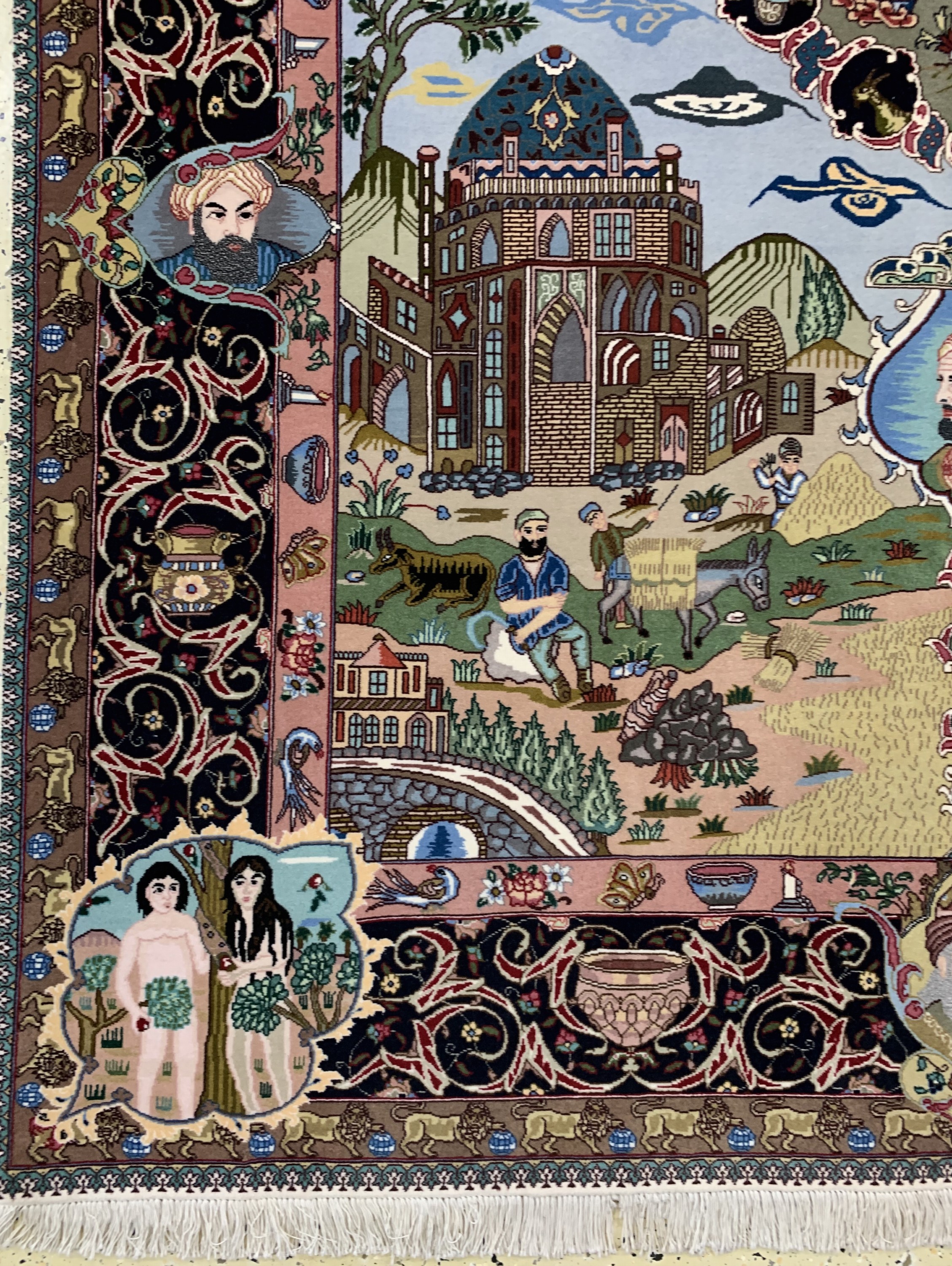Detail b: Täbriz fein(50 Raj), Persien, Ende 20.Jhd, Korkwolle mit Seide, ca. 270 x 180 cm, ca. 500.000 Kn/qm, EHZ: 1-2