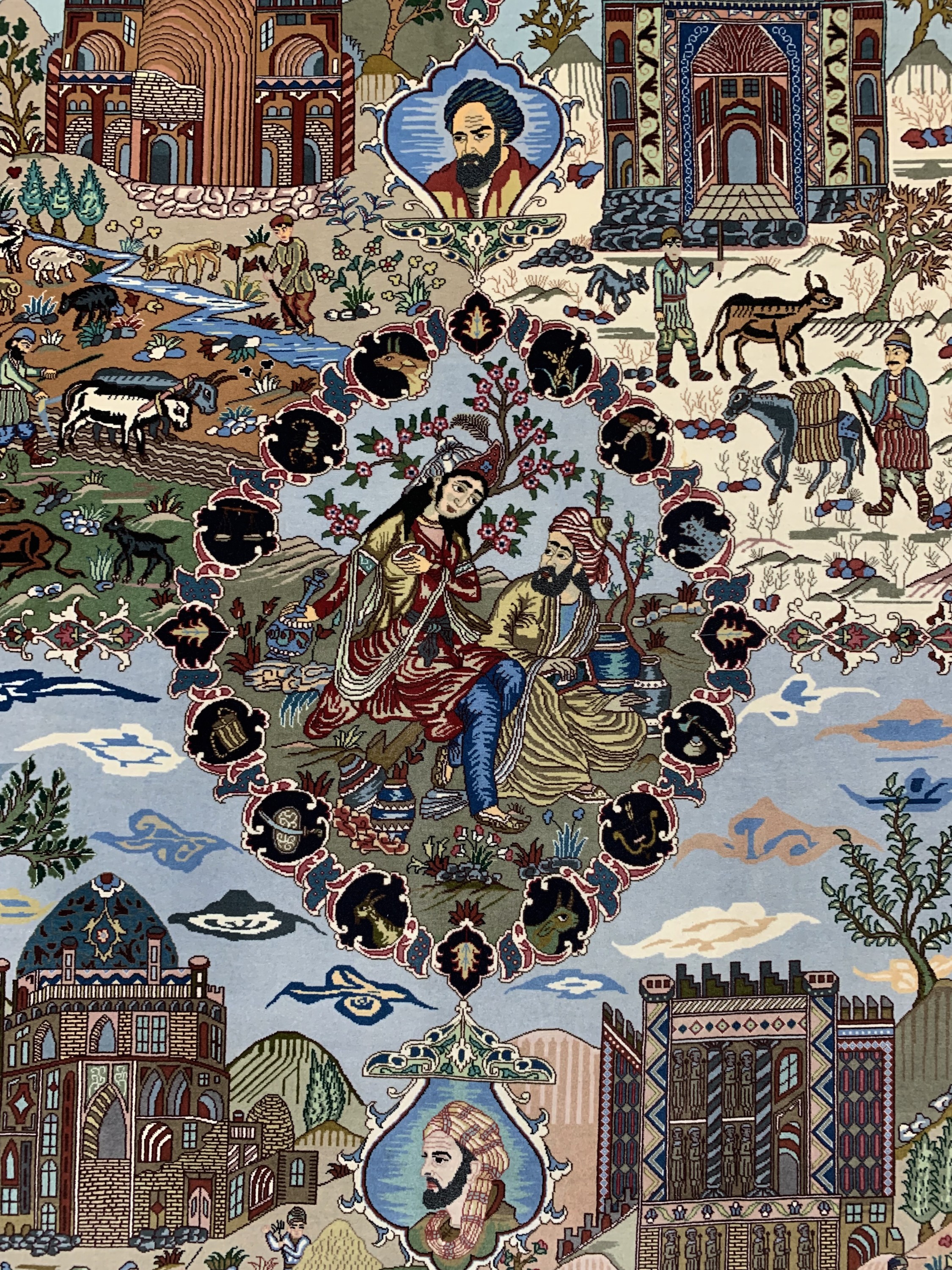 Detail c: Täbriz fein(50 Raj), Persien, Ende 20.Jhd, Korkwolle mit Seide, ca. 270 x 180 cm, ca. 500.000 Kn/qm, EHZ: 1-2