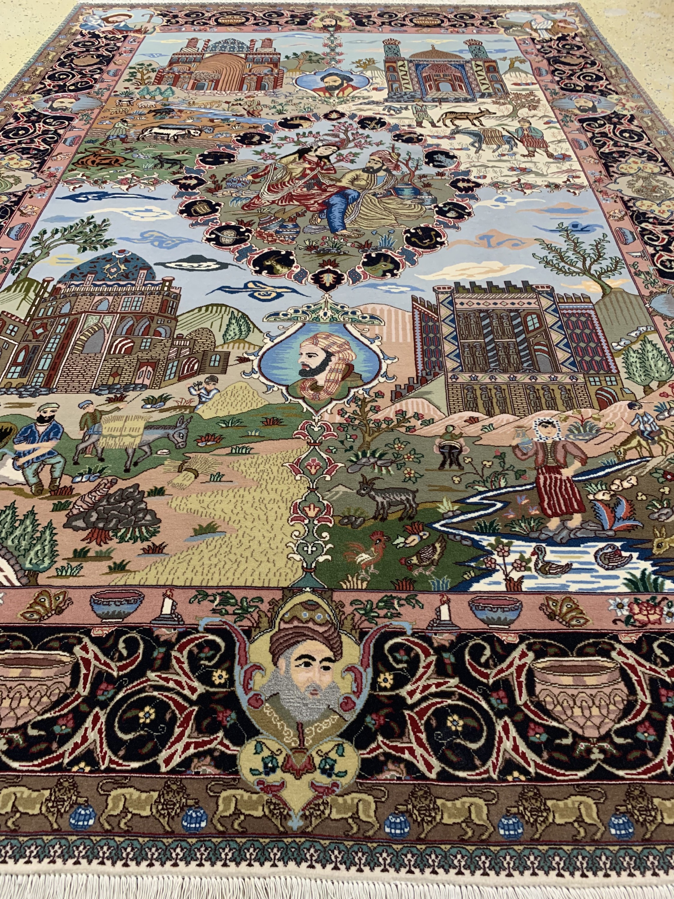 Detail f: Täbriz fein(50 Raj), Persien, Ende 20.Jhd, Korkwolle mit Seide, ca. 270 x 180 cm, ca. 500.000 Kn/qm, EHZ: 1-2