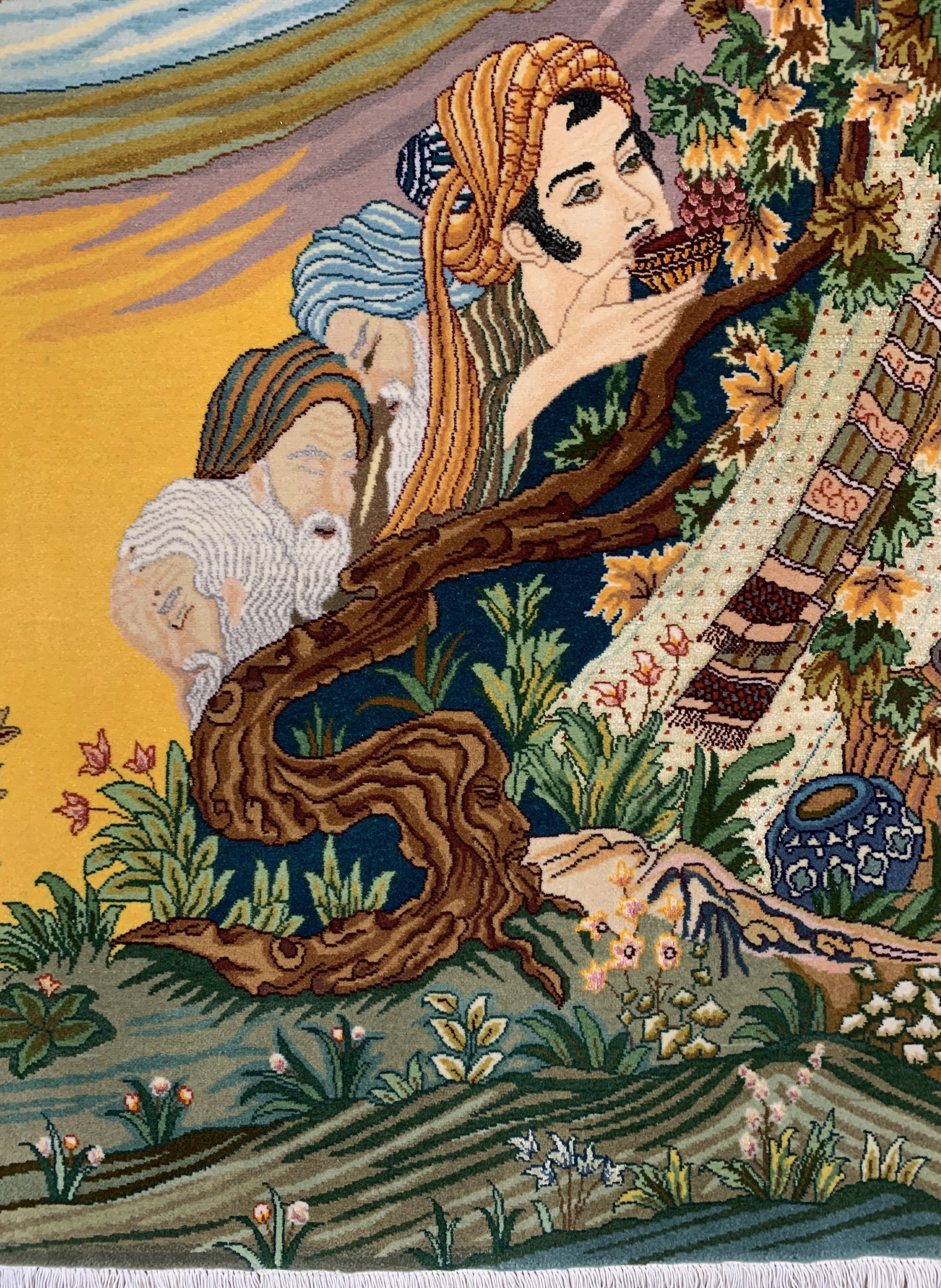 Detail a: Täbriz fein(50 Raj), Persien, Ende 20.Jhd, Korkwolle mit Seide, ca. 146 x 100 cm, ca. 500.000 Kn/qm, EHZ: 1-2