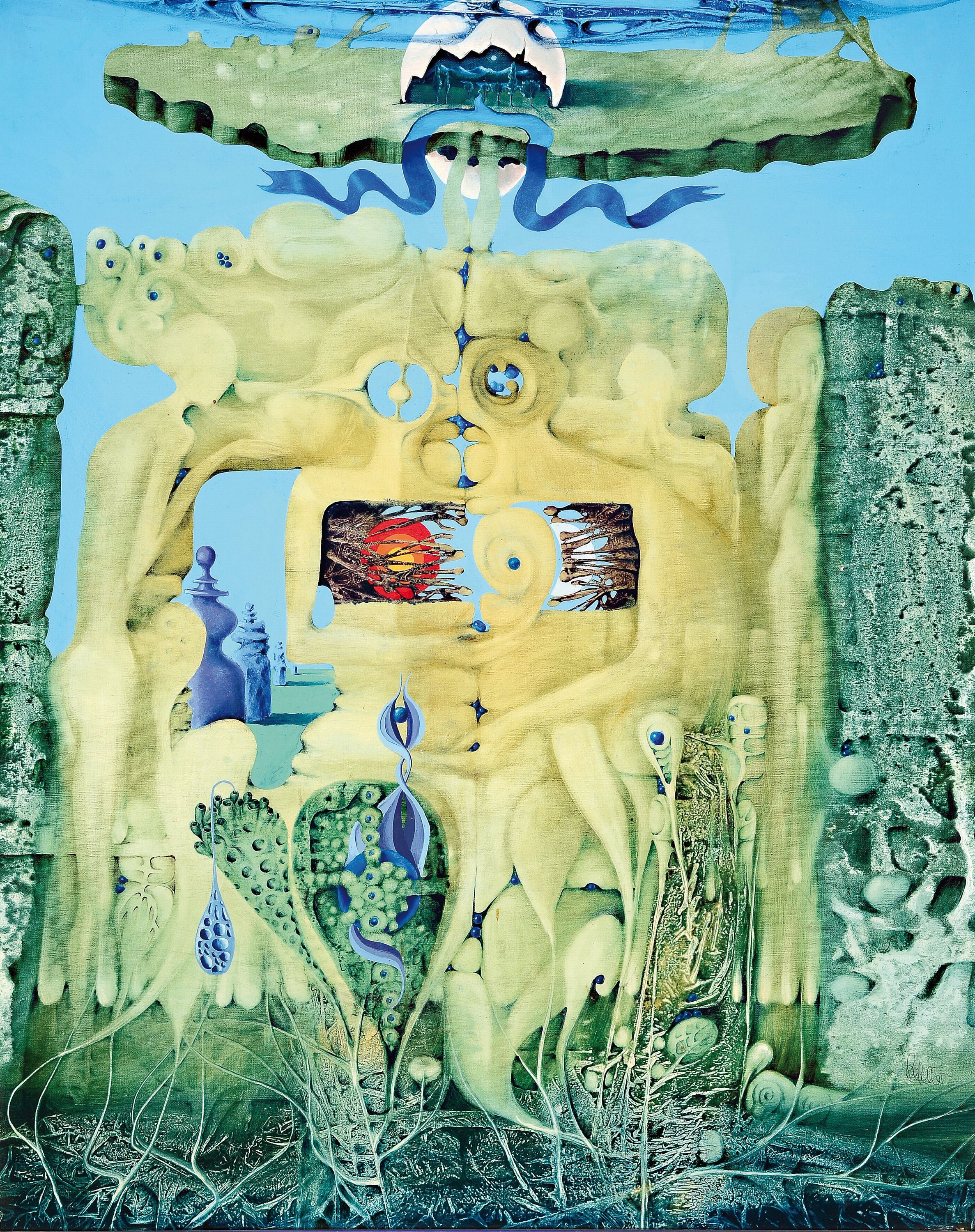 Klaus Heinrich Keller, 1938 Godramstein-2018 , ohne Titel, surreale Komposition, rechts unten signiert, Öl/Lwd, 100x82 cm; Keller Studierte bei Paul ...