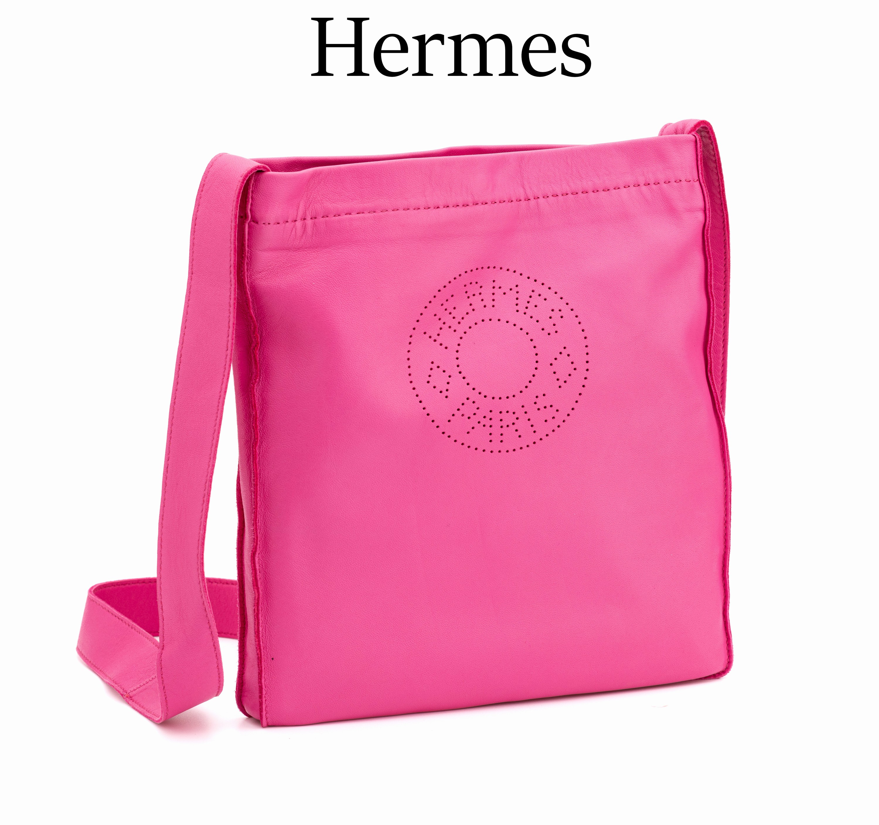 HERMES Schulter-Tasche, "Cloue de Selle", feines Lammleder in Rose Tylien Pink, perforiertes Hermes Paris Logo, Verschluss mitDruckknopf, ...