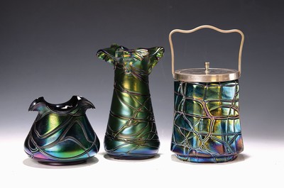 Image Lidded box and two vases, Art Nouveau, Ferdinand von Poschinger, Buchenau ...