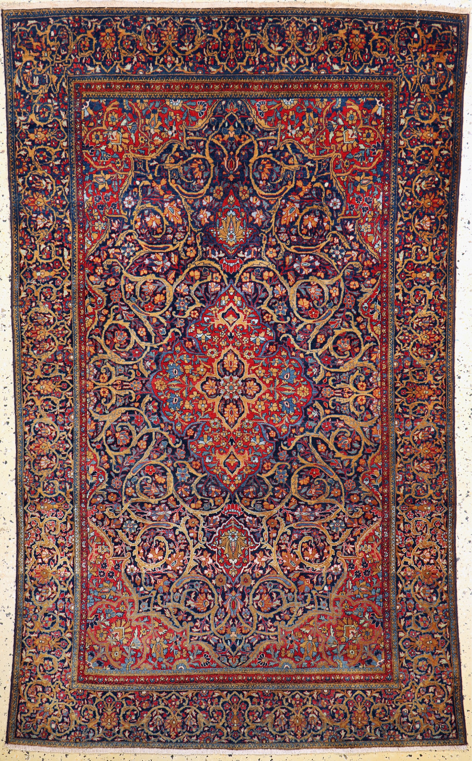 Keschan"Ateshouglou"antik, Persien, um 1900, Korkwolle auf Baumwolle, ca. 195 x 119 cm, EHZ: 2