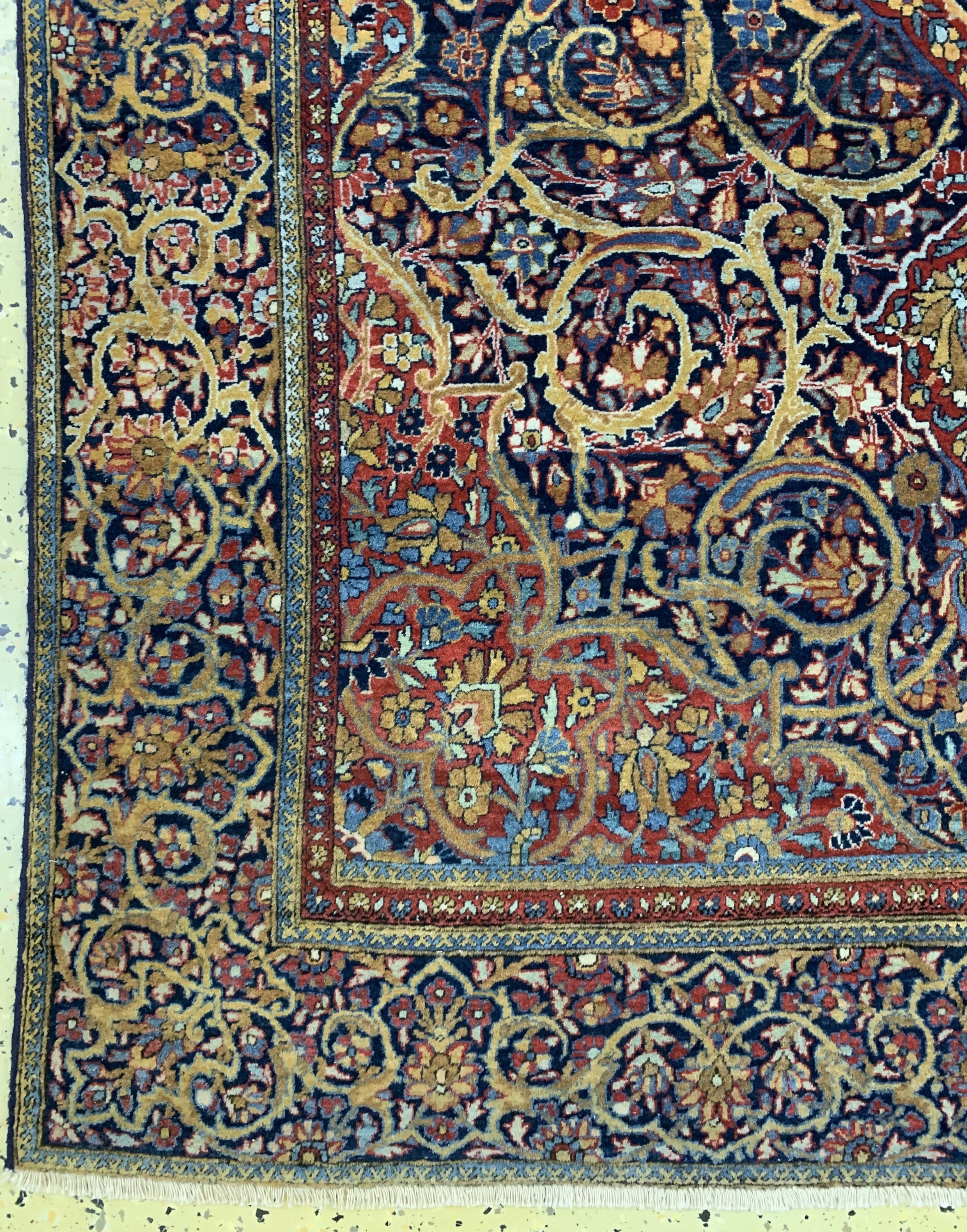 Detail b: Keschan"Ateshouglou"antik, Persien, um 1900, Korkwolle auf Baumwolle, ca. 195 x 119 cm, EHZ: 2