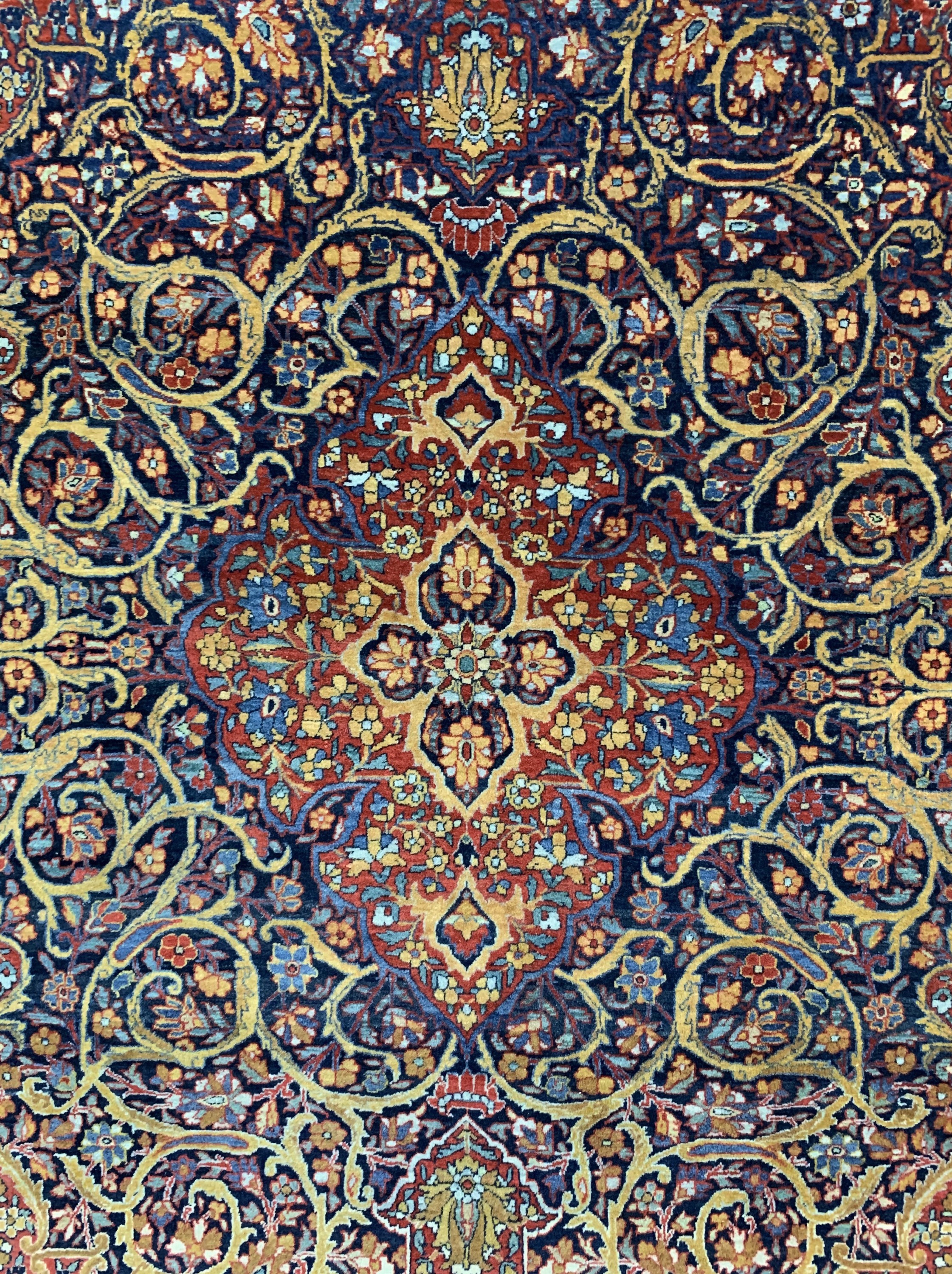 Detail c: Keschan"Ateshouglou"antik, Persien, um 1900, Korkwolle auf Baumwolle, ca. 195 x 119 cm, EHZ: 2