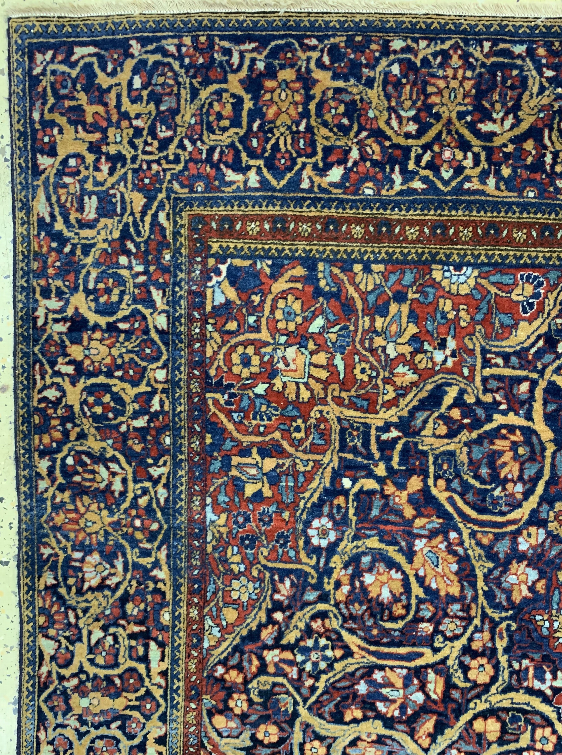 Detail d: Keschan"Ateshouglou"antik, Persien, um 1900, Korkwolle auf Baumwolle, ca. 195 x 119 cm, EHZ: 2