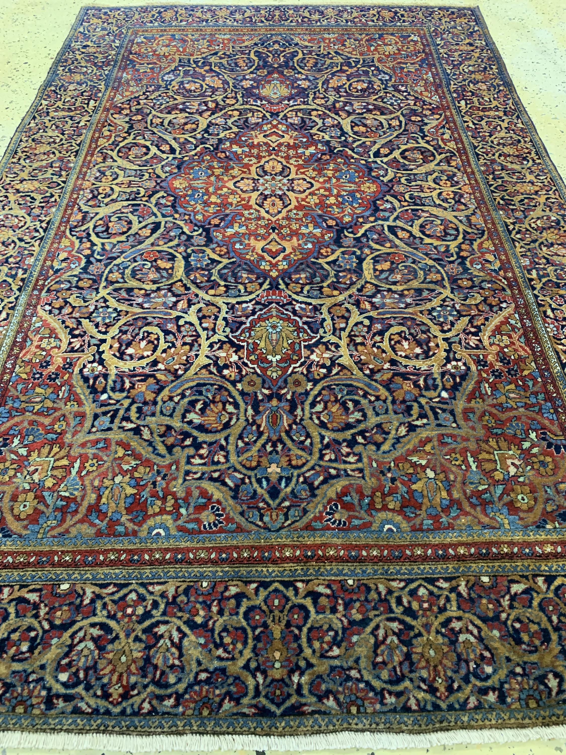 Detail f: Keschan"Ateshouglou"antik, Persien, um 1900, Korkwolle auf Baumwolle, ca. 195 x 119 cm, EHZ: 2