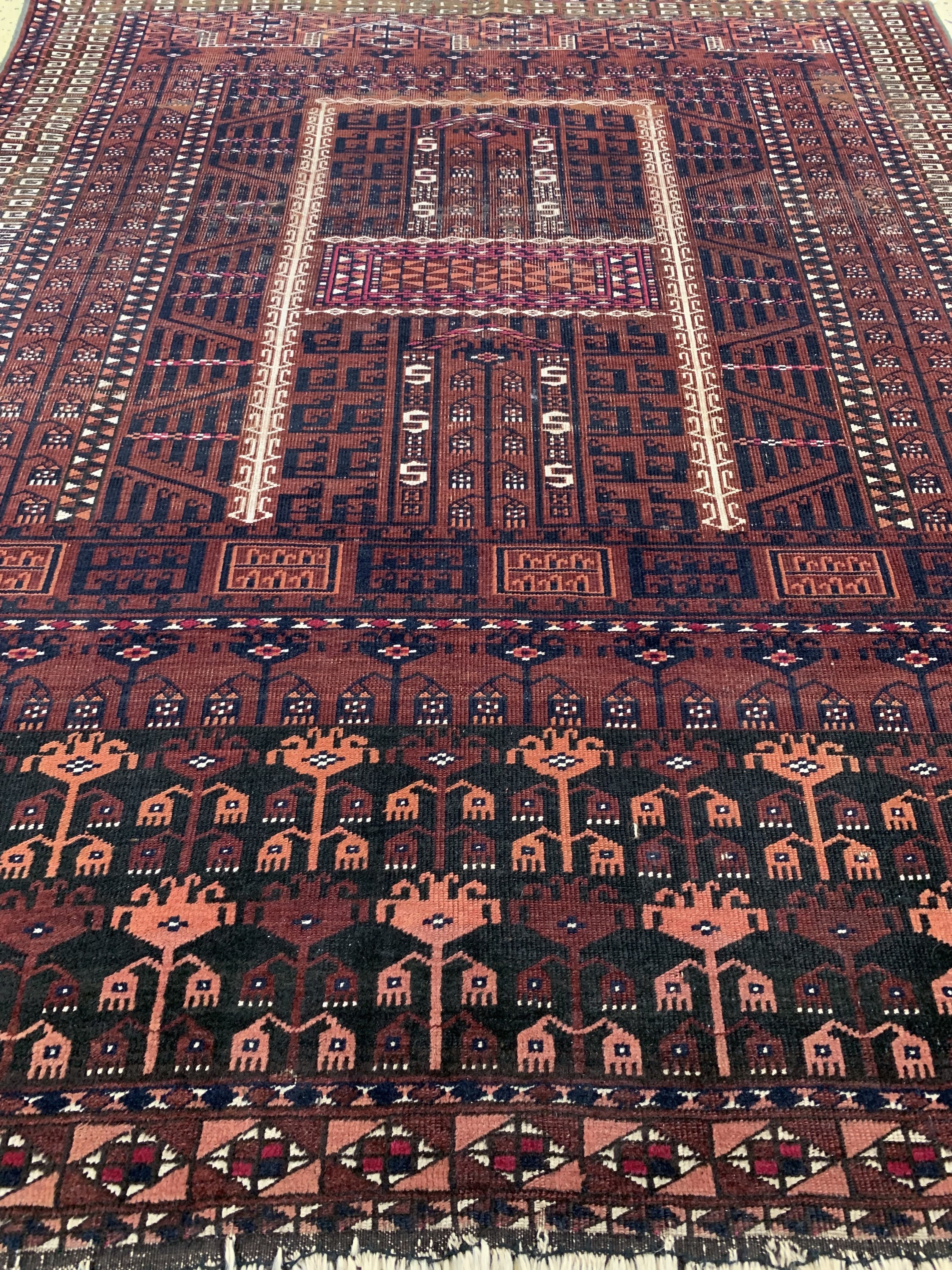 Detail f: Saryk Engsi antik, Turkmenistan, 19.Jhd, Wolle mit Baumwolle auf Wolle, ca. 158 x 130 cm, EHZ: 3-4