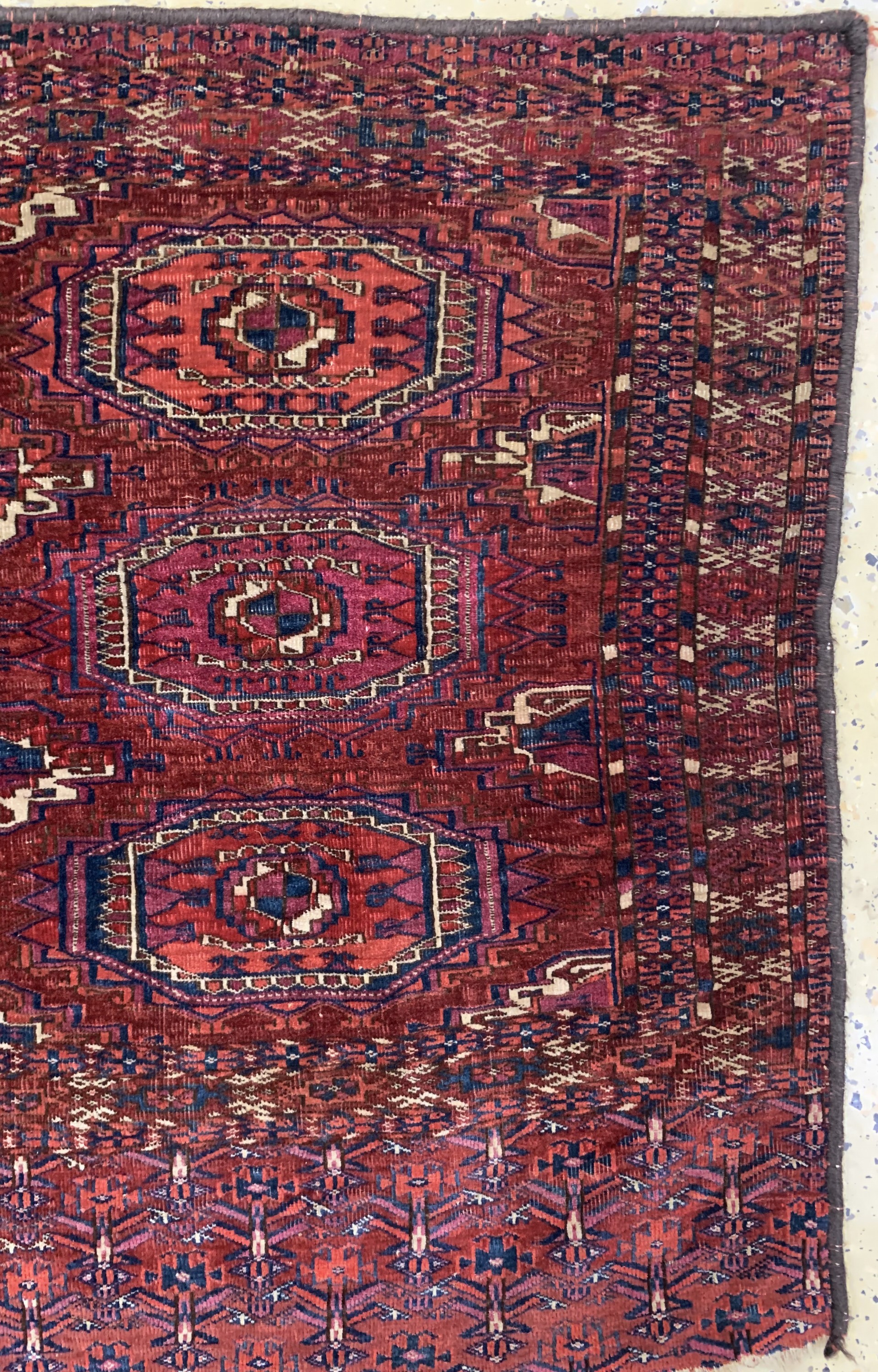 Detail a: Tekke Tschowal antik, Turkmenistan, 19.Jhd,Wolle auf Wolle, ca. 127 x 78 cm, EHZ: 4
