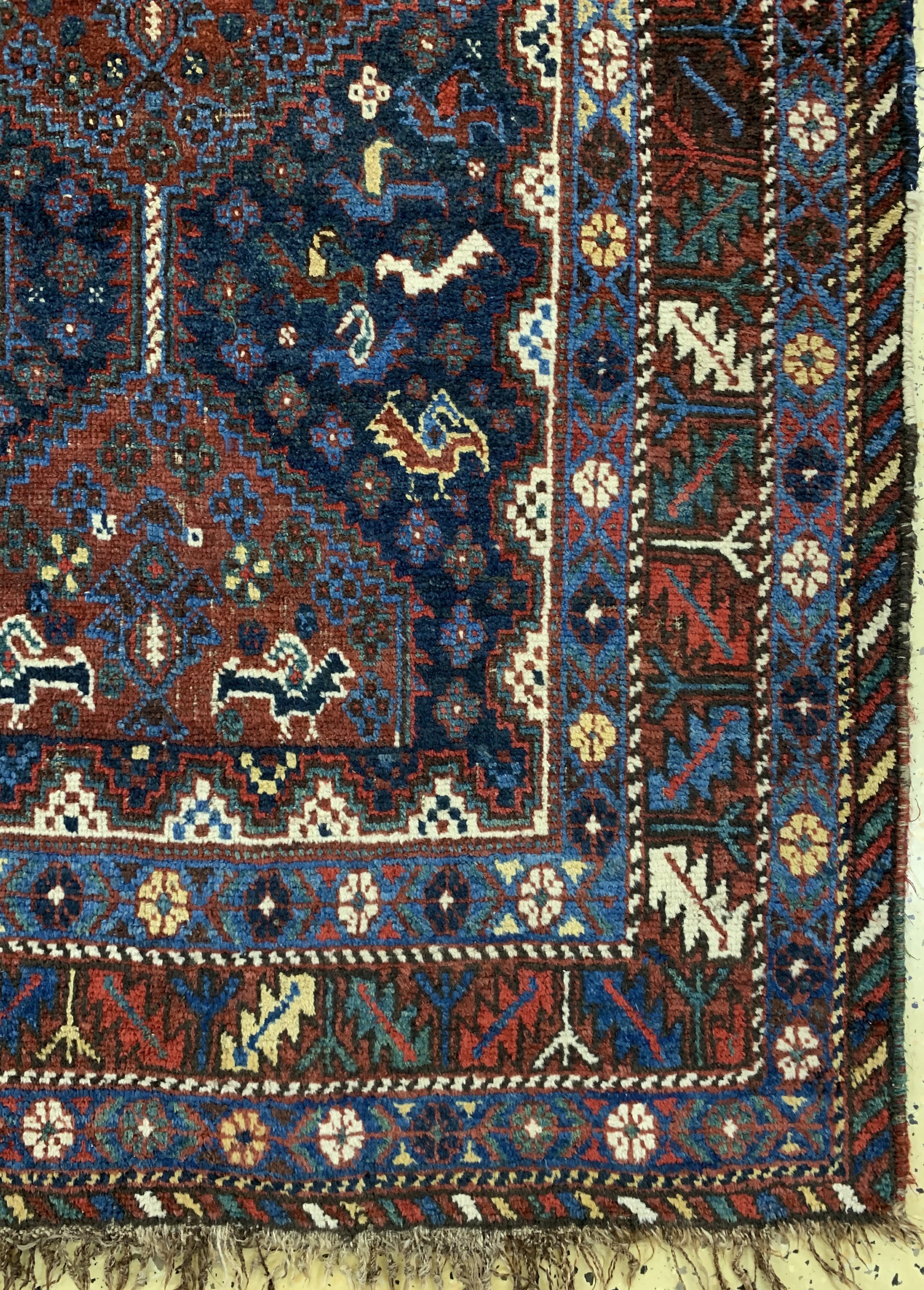 Detail a: Khamseh"Chicken-Typus"antik, Persien, um 1900, Wolle auf Wolle, ca. 200 x 165 cm, EHZ: 3