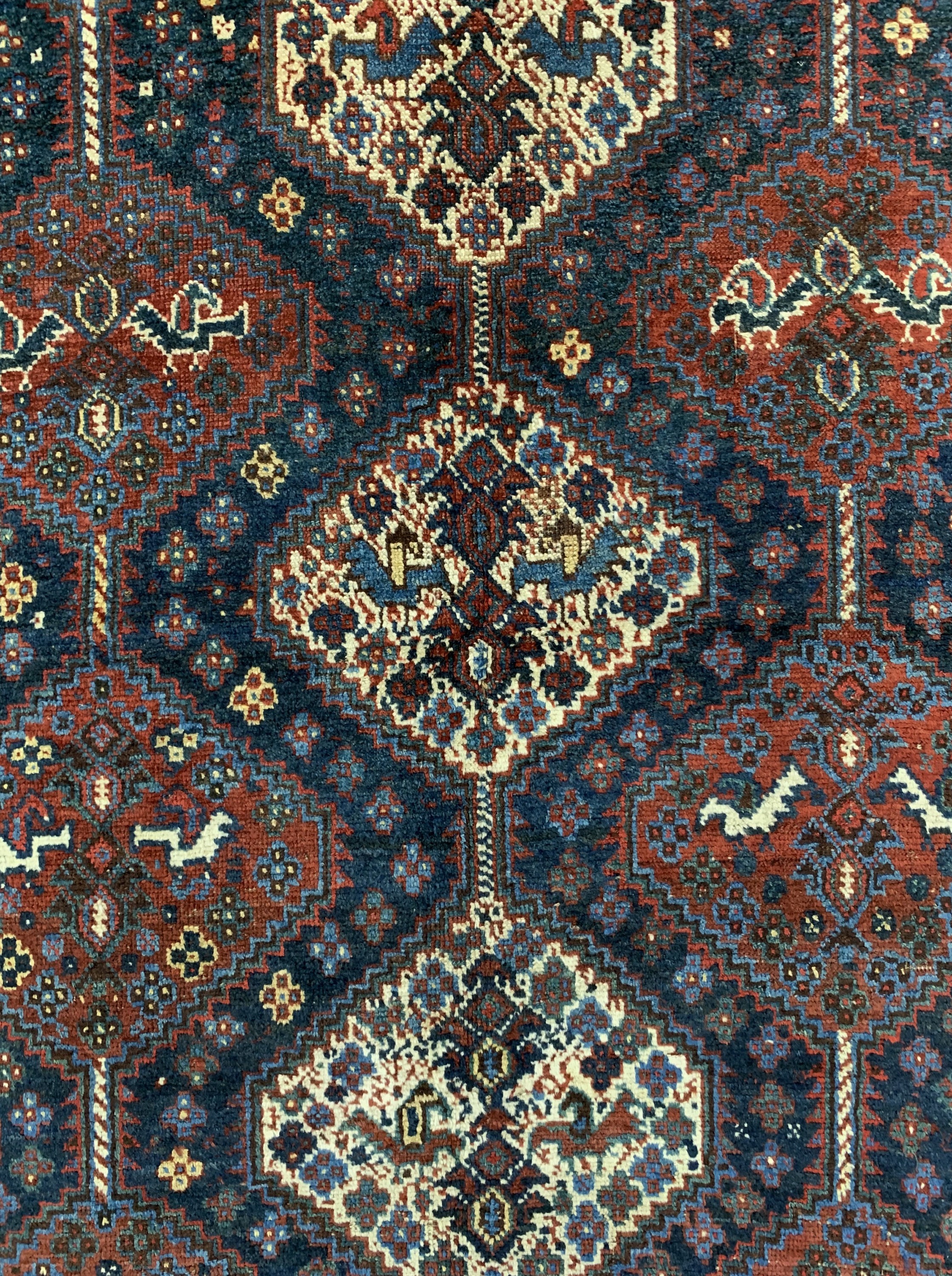 Detail c: Khamseh"Chicken-Typus"antik, Persien, um 1900, Wolle auf Wolle, ca. 200 x 165 cm, EHZ: 3