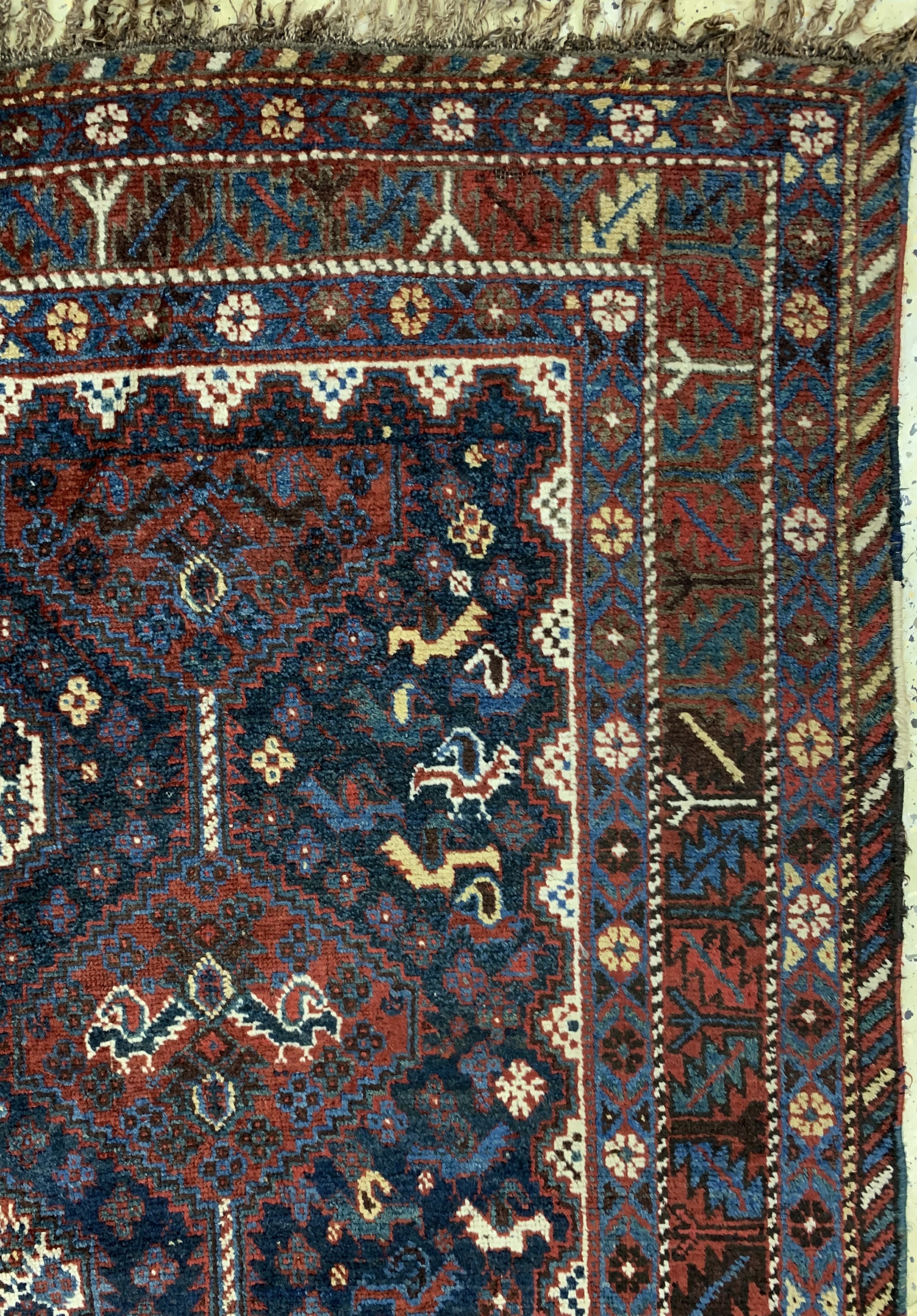Detail e: Khamseh"Chicken-Typus"antik, Persien, um 1900, Wolle auf Wolle, ca. 200 x 165 cm, EHZ: 3