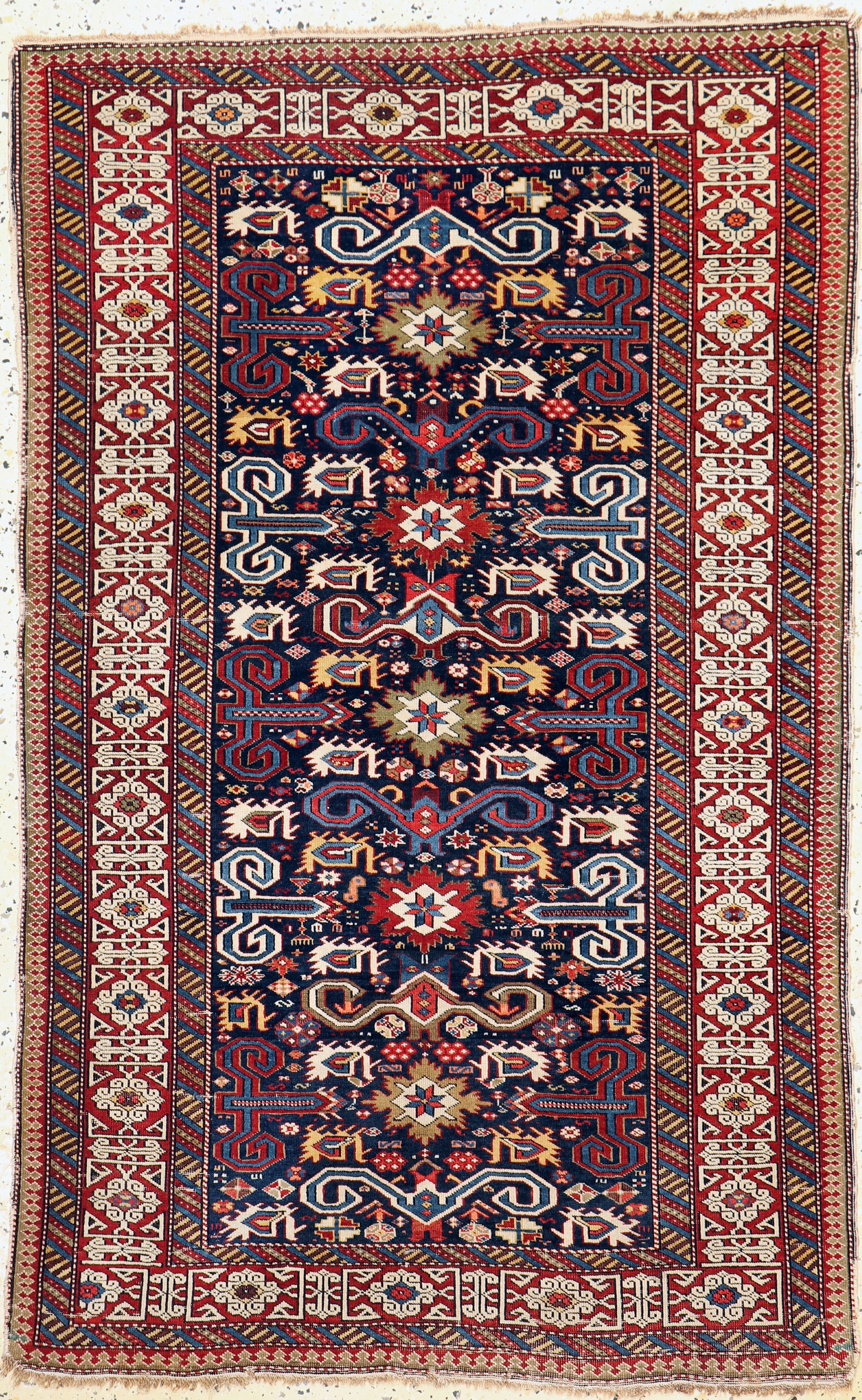 Schirwan"Perpedil"antik, Kaukasus, 19.Jhd, Wolle auf Wolle, ca. 150 x 95 cm, EHZ: 3