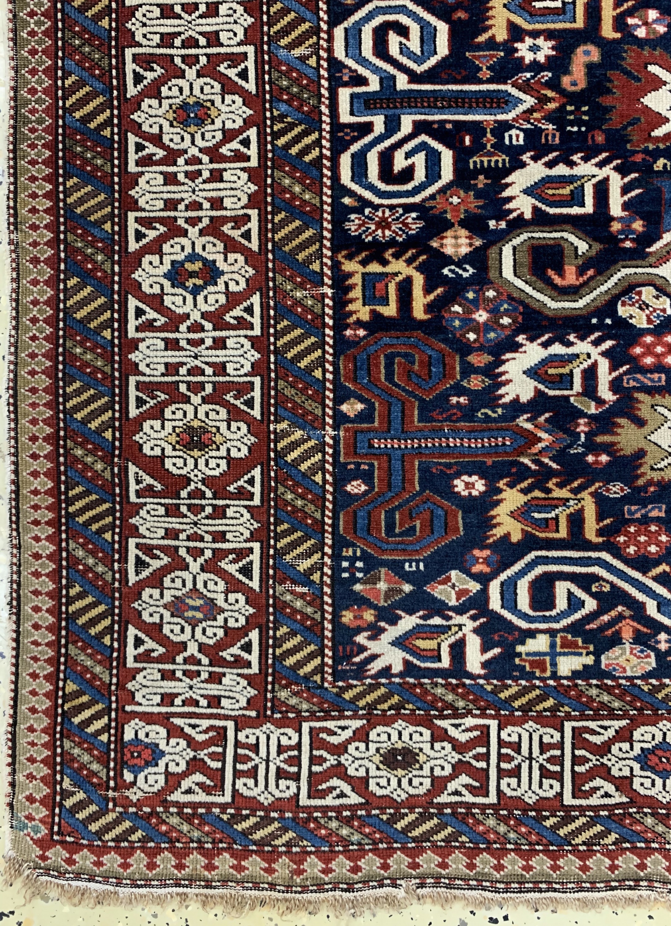 Detail b: Schirwan"Perpedil"antik, Kaukasus, 19.Jhd, Wolle auf Wolle, ca. 150 x 95 cm, EHZ: 3